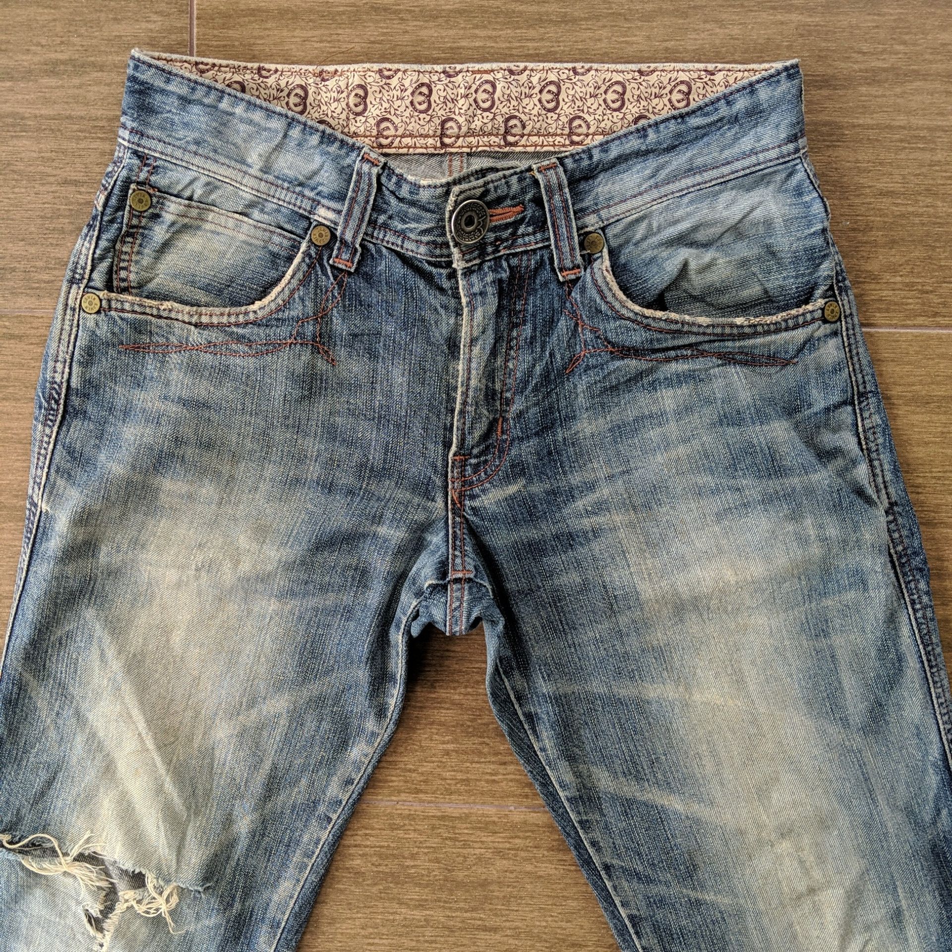 Japanese Brand W31🔥Edwin Distressed Flare Faded Sicks Denim Jeans Pants Size US 31 - 2 Thumbnail