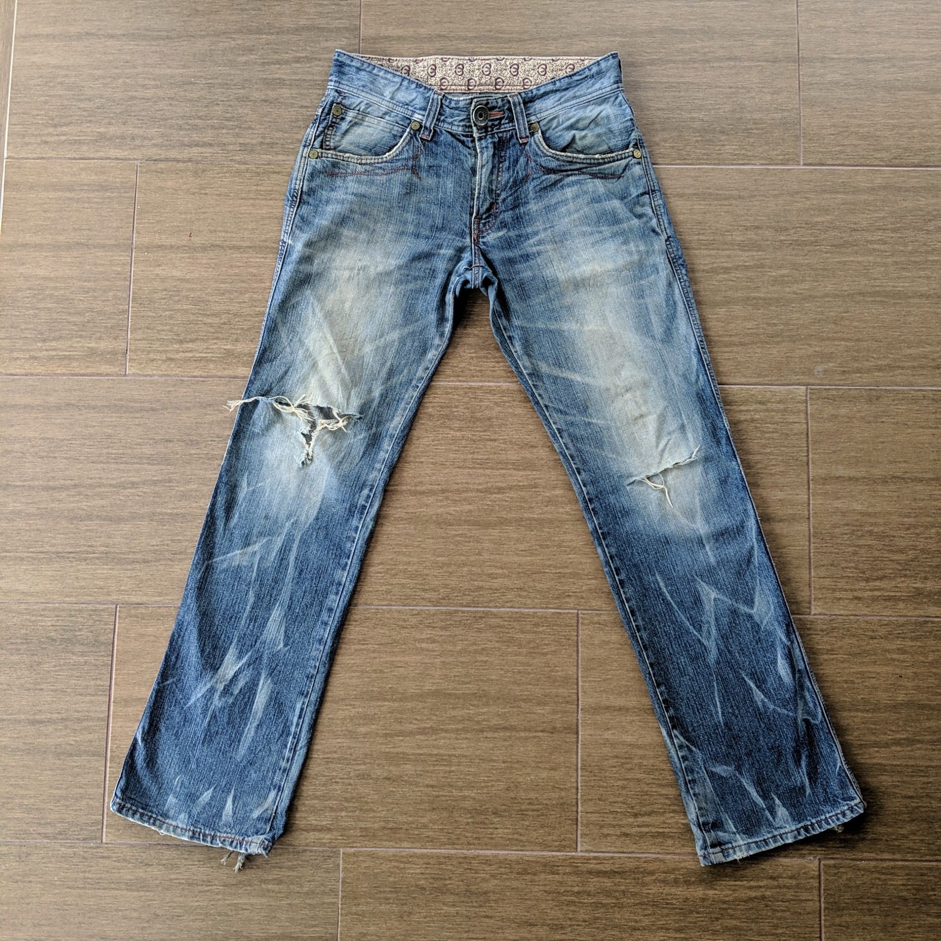 Japanese Brand W31🔥Edwin Distressed Flare Faded Sicks Denim Jeans Pants Size US 31 - 1 Thumbnail