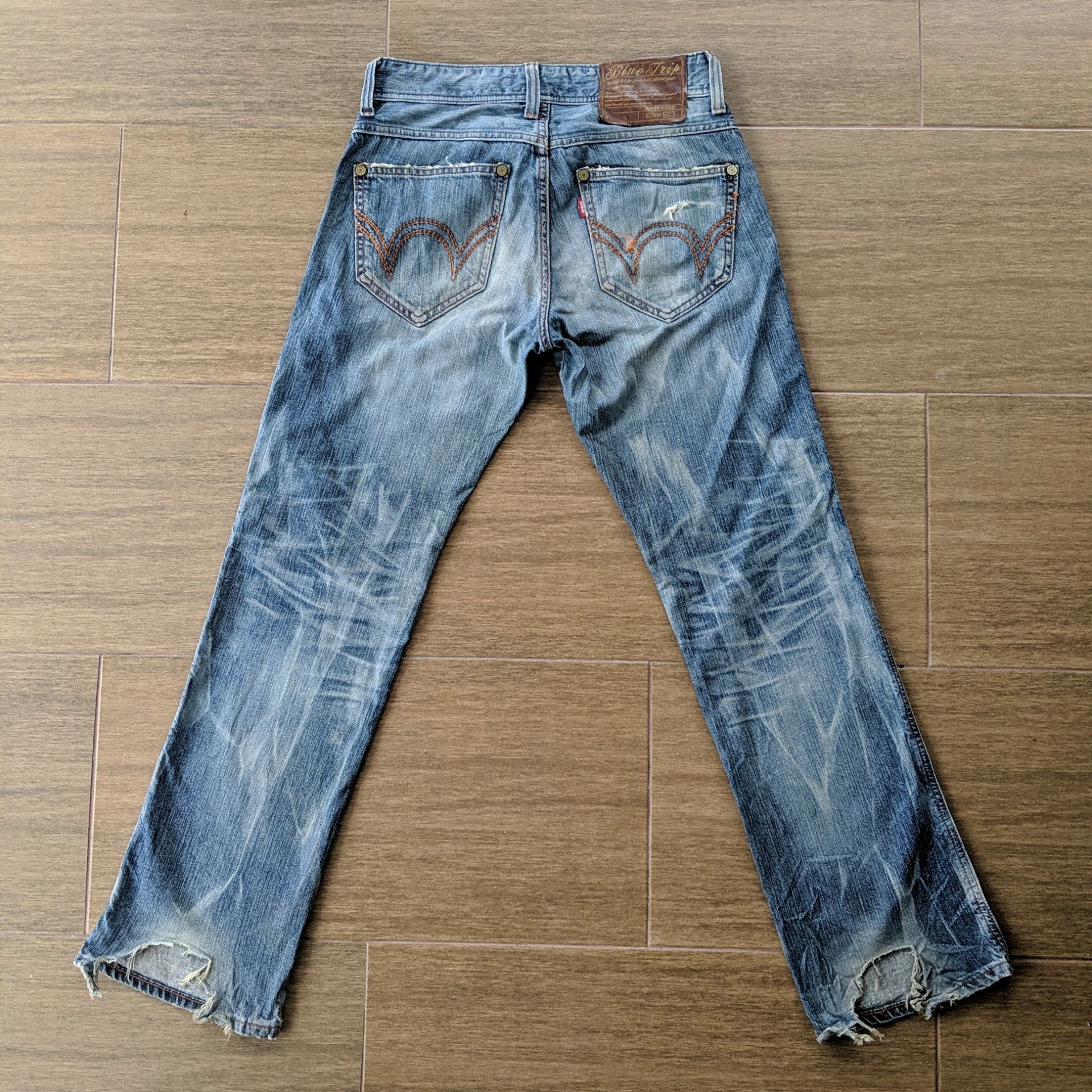 Japanese Brand W31🔥Edwin Distressed Flare Faded Sicks Denim Jeans Pants Size US 31 - 10 Thumbnail