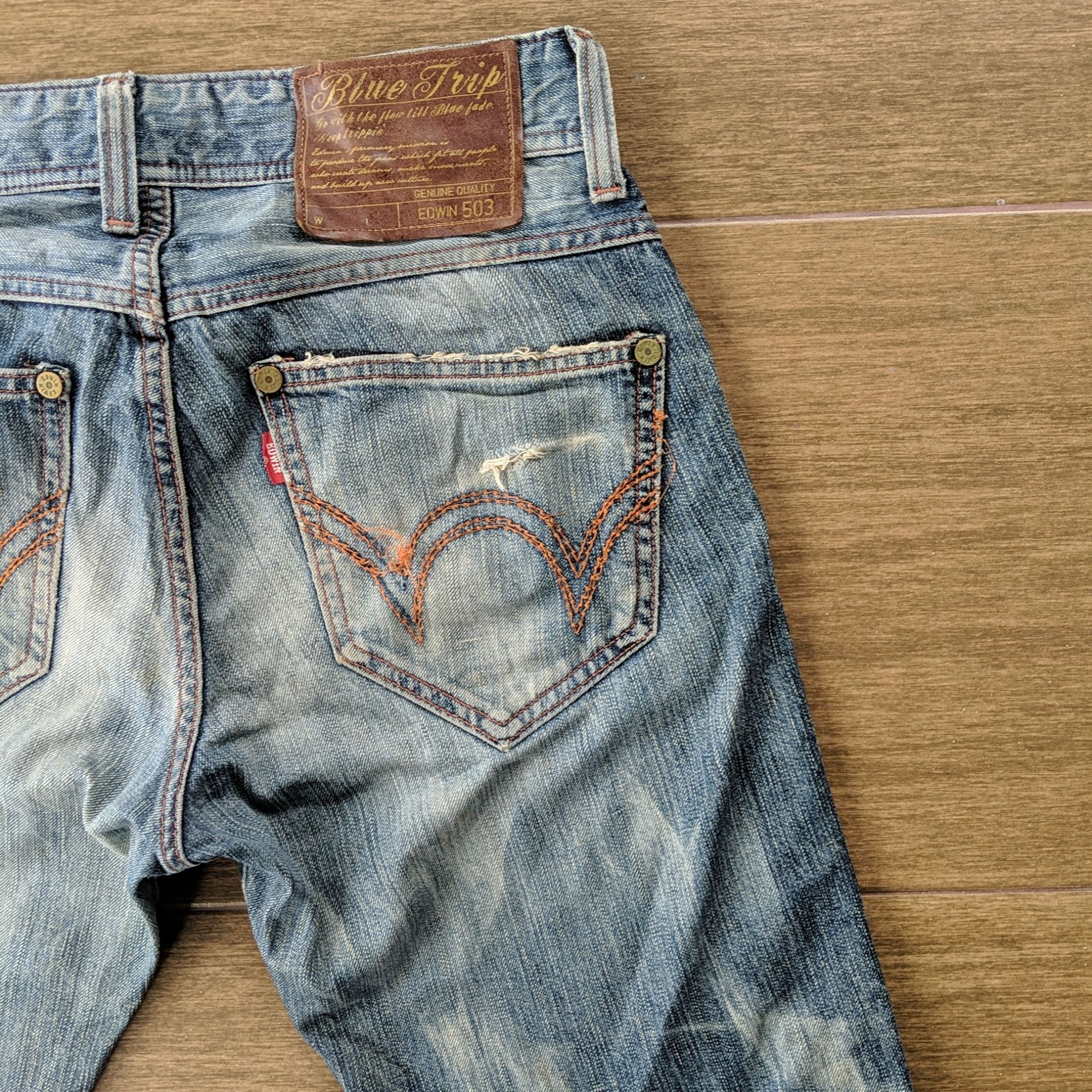 Japanese Brand W31🔥Edwin Distressed Flare Faded Sicks Denim Jeans Pants Size US 31 - 13 Thumbnail