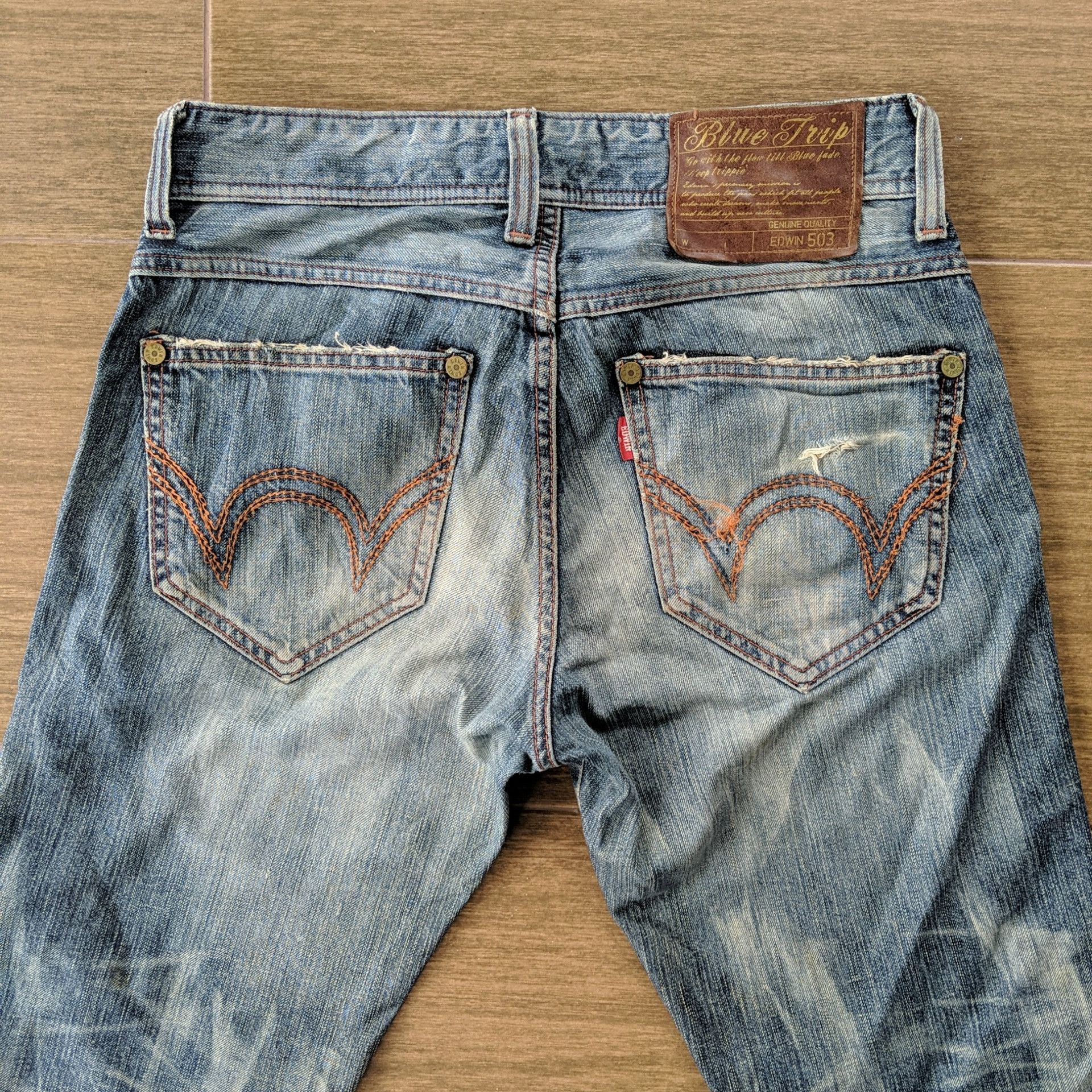 Japanese Brand W31🔥Edwin Distressed Flare Faded Sicks Denim Jeans Pants Size US 31 - 11 Thumbnail