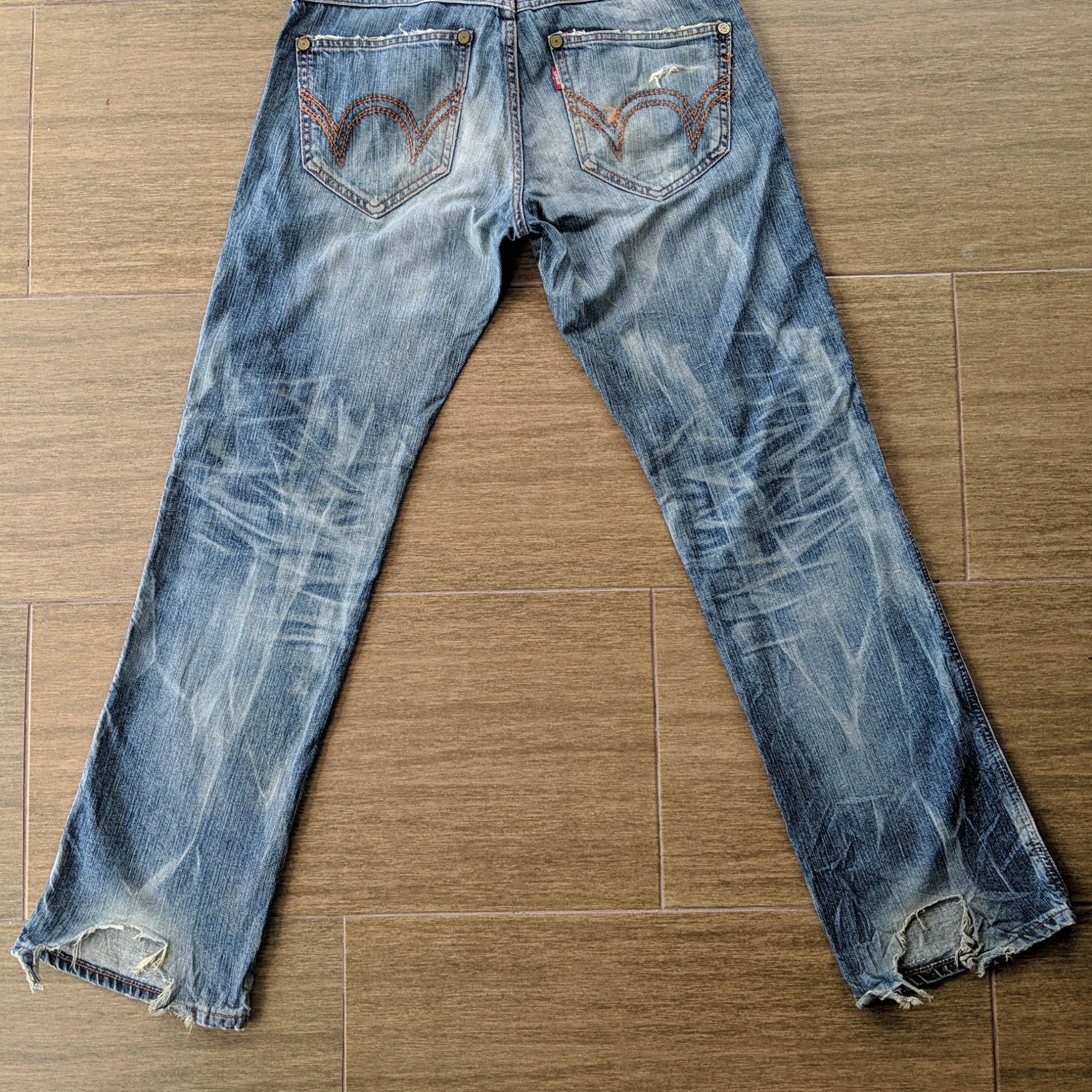 Japanese Brand W31🔥Edwin Distressed Flare Faded Sicks Denim Jeans Pants Size US 31 - 15 Thumbnail