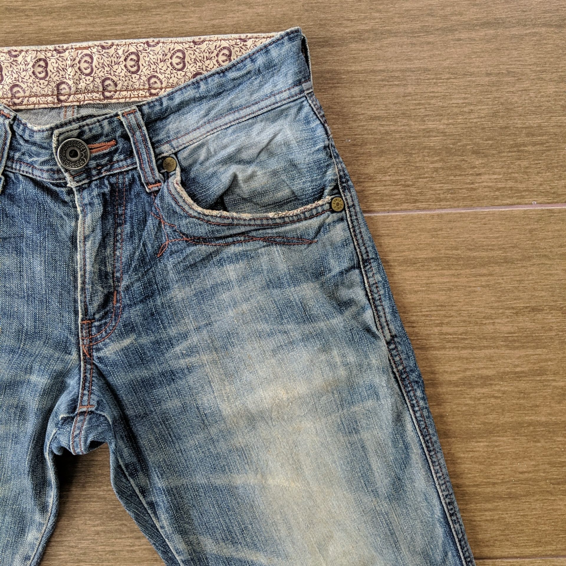Japanese Brand W31🔥Edwin Distressed Flare Faded Sicks Denim Jeans Pants Size US 31 - 4 Thumbnail