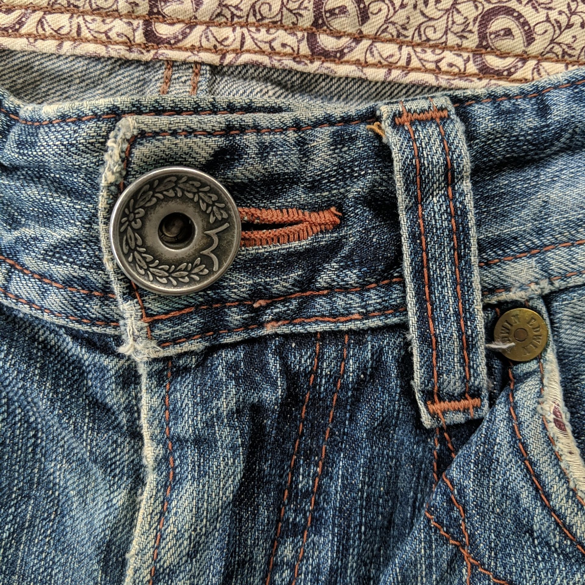 Japanese Brand W31🔥Edwin Distressed Flare Faded Sicks Denim Jeans Pants Size US 31 - 7 Thumbnail