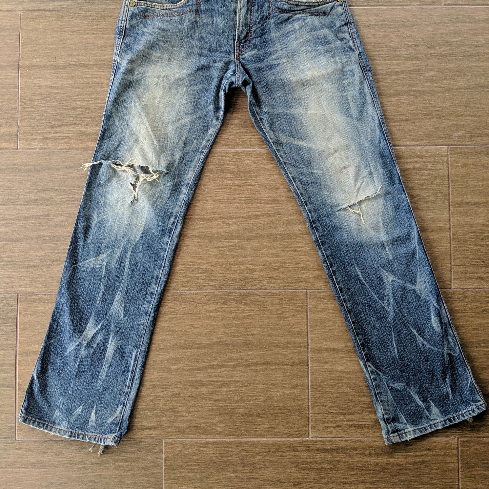 Japanese Brand W31🔥Edwin Distressed Flare Faded Sicks Denim Jeans Pants Size US 31 - 5 Thumbnail