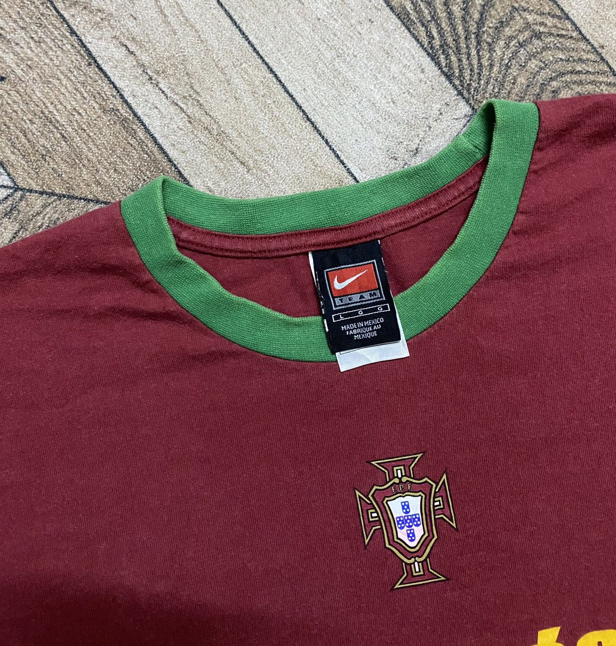 Nike × Vintage vintage nike team portugal figo number 7 ringer Size US L / EU 52-54 / 3 - 5 Thumbnail