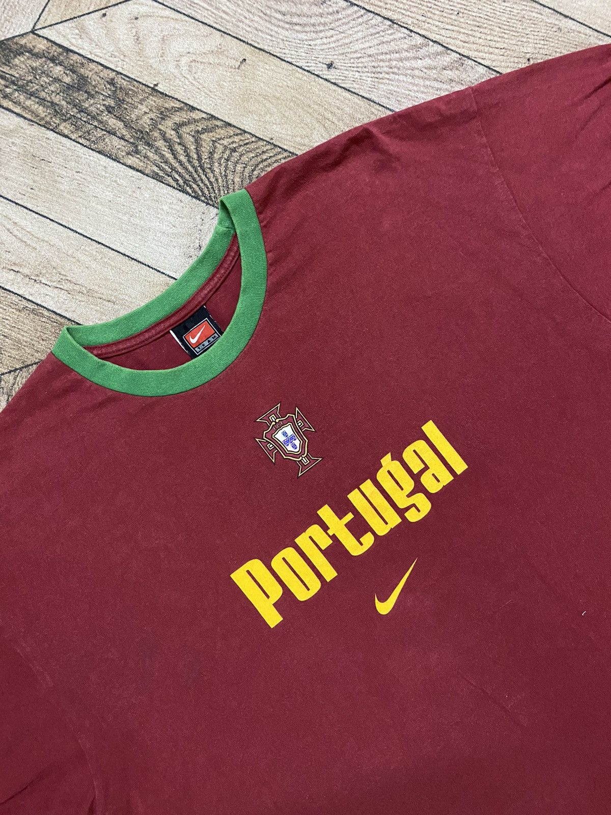 Nike × Vintage vintage nike team portugal figo number 7 ringer Size US L / EU 52-54 / 3 - 3 Thumbnail