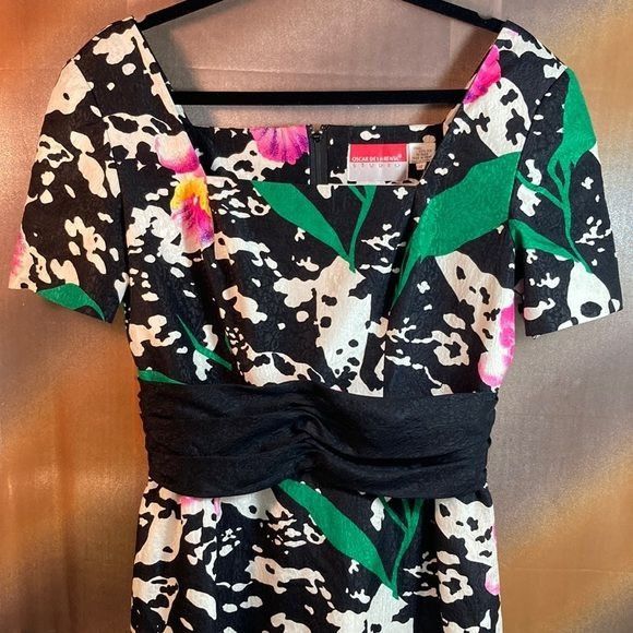 Vintage 90’s Oscar De La Renta Floral Silk Dress Size 12