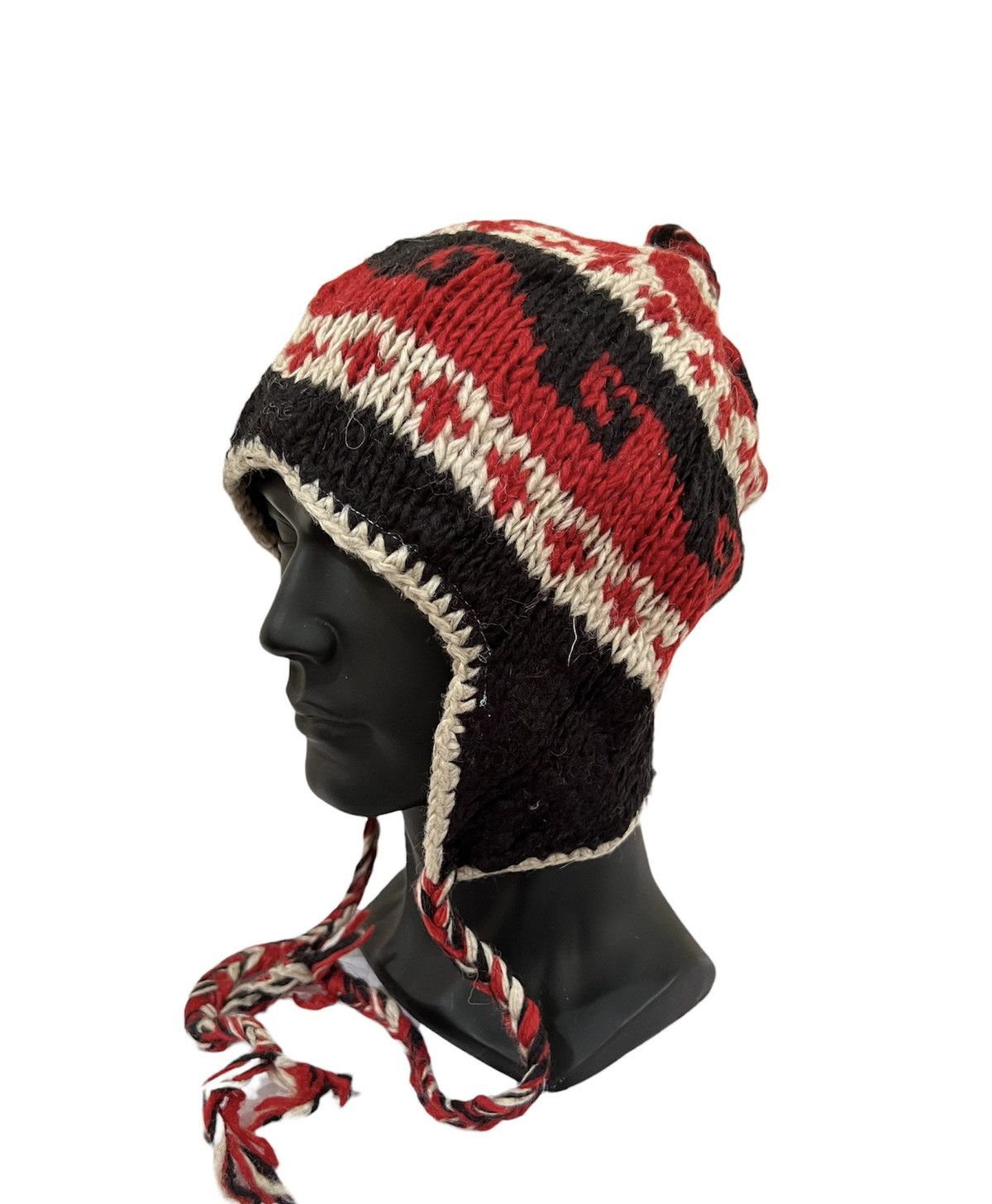 vintage Knit Multicolour Earflap Beanie Hat