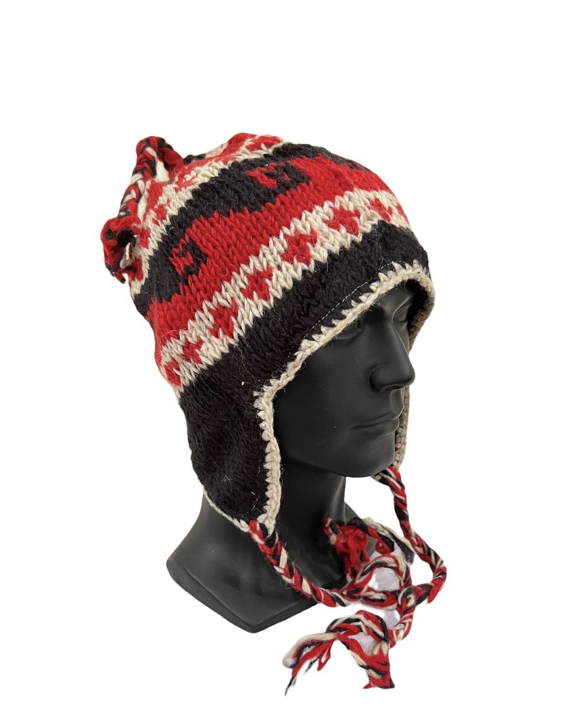 Vintage vintage Knit Multicolour Earflap Beanie Hat Size ONE SIZE - 3 Thumbnail