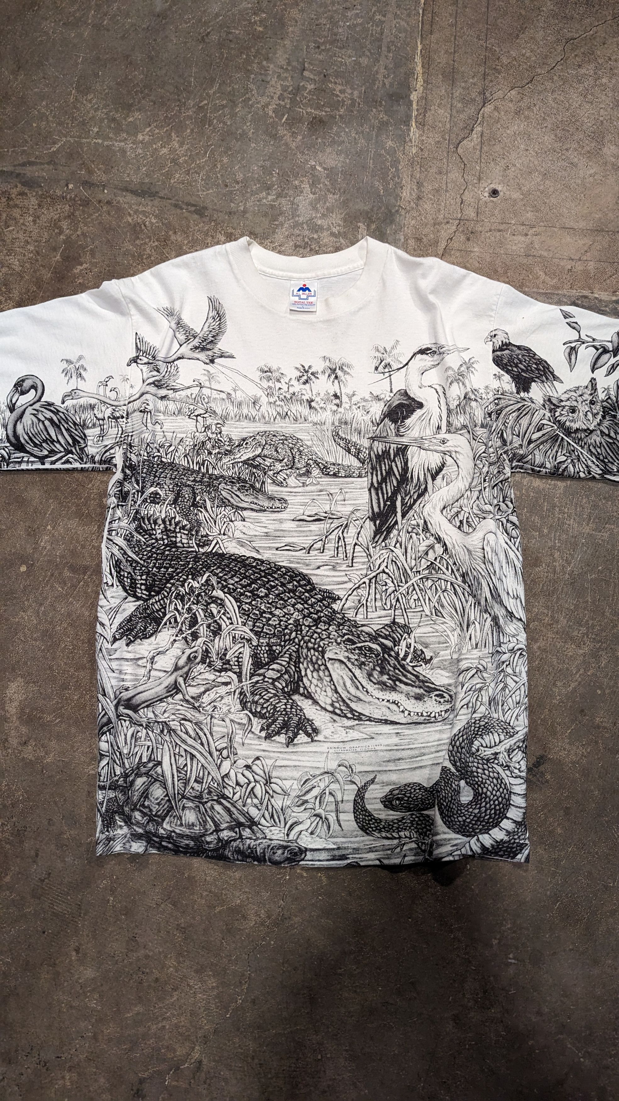 Vintage 1993 artwork AOP florida bayous t shirt