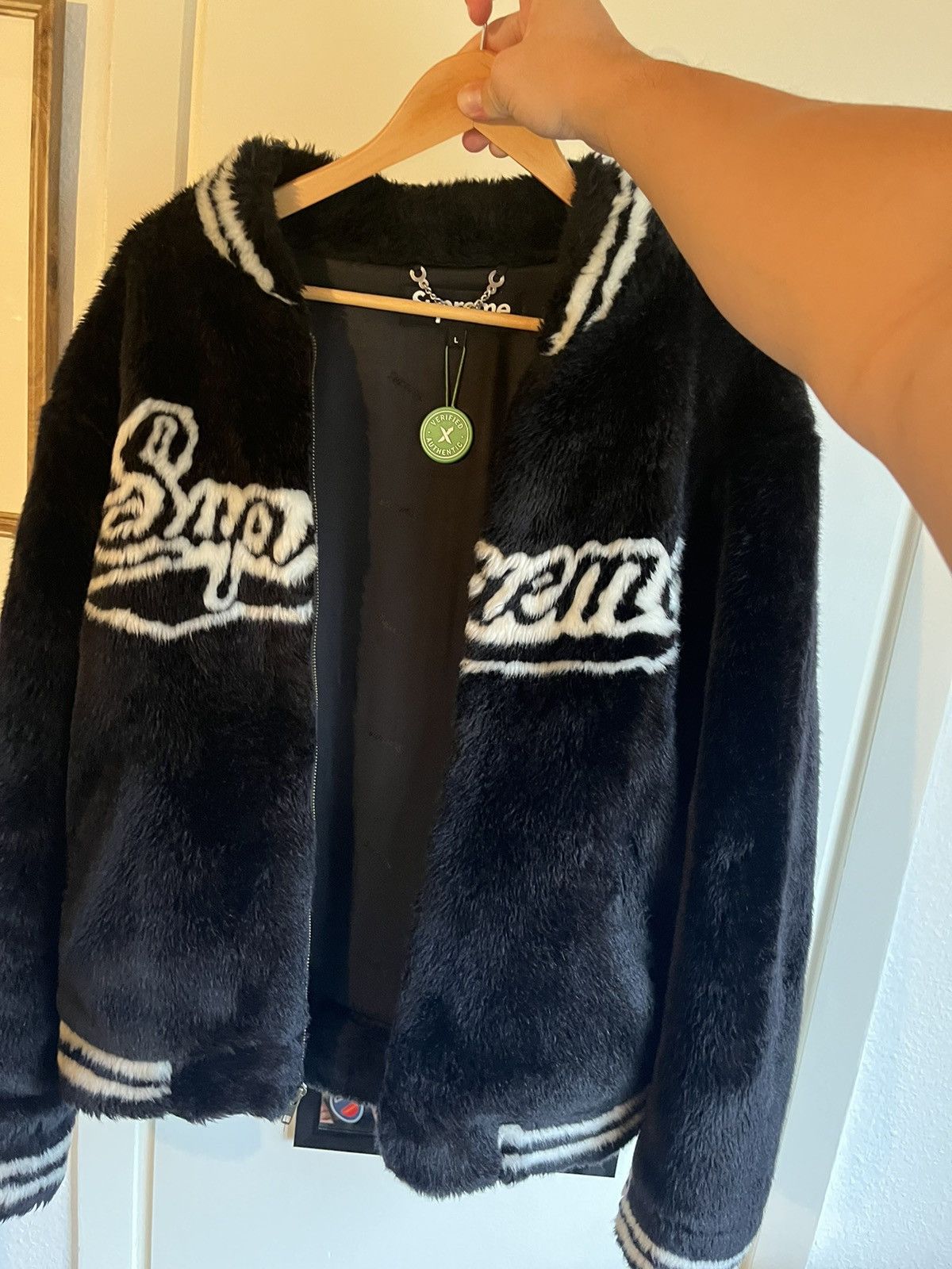 Supreme Supreme Faux Fur Varsity Jacket Large (SS20) | Grailed