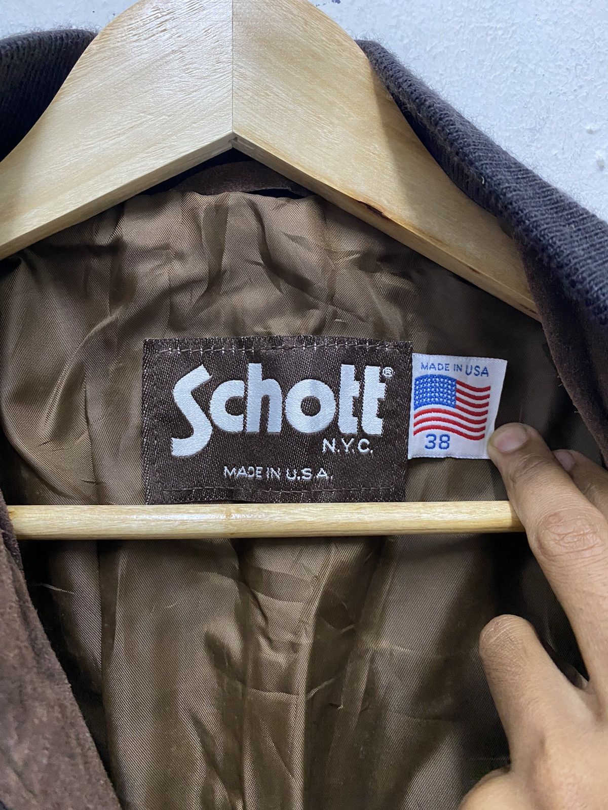 Vintage Schott NYC Brown Suede Leather Bomber Jacket