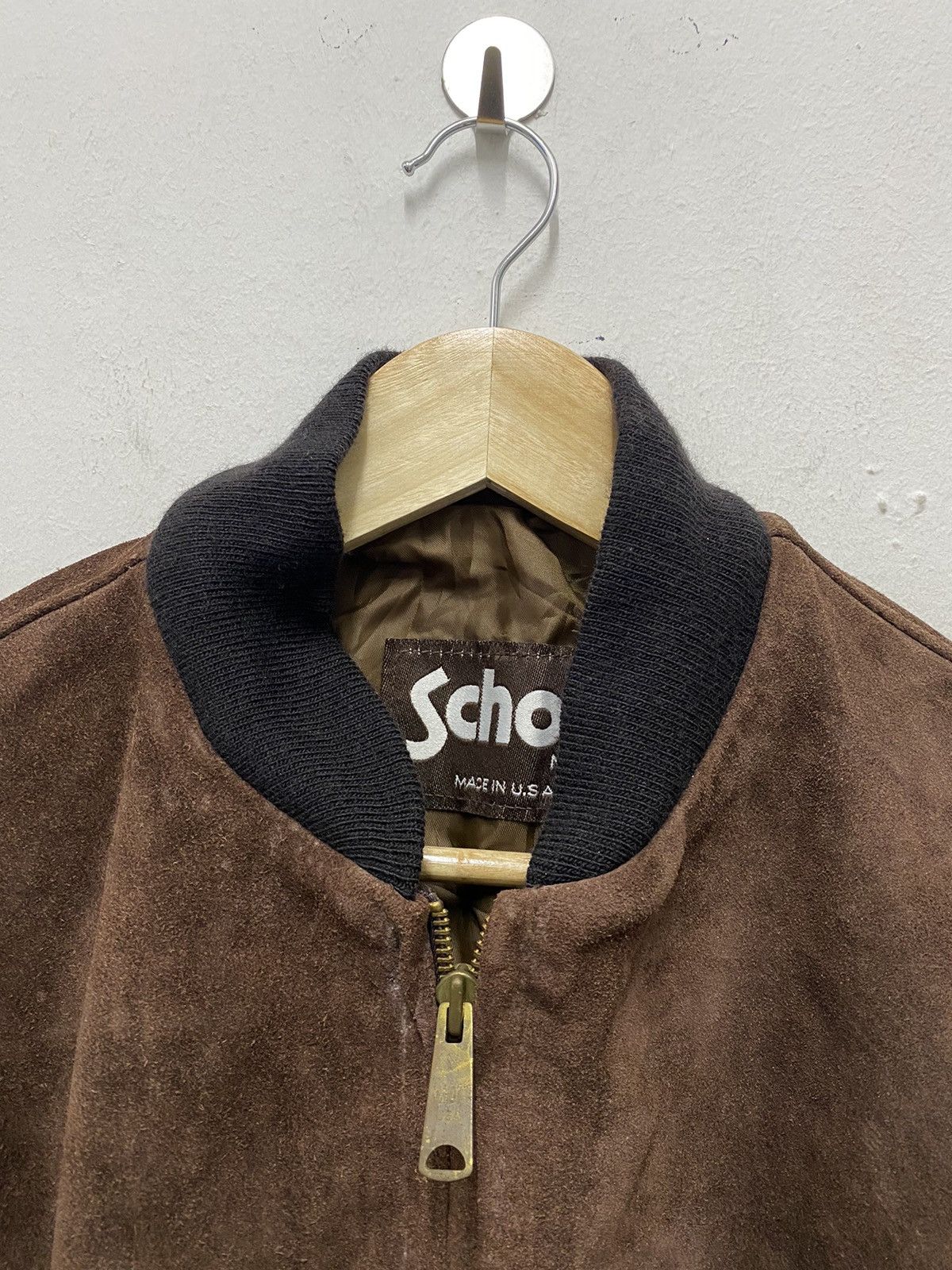 Vintage Schott NYC Brown Suede Leather Bomber Jacket