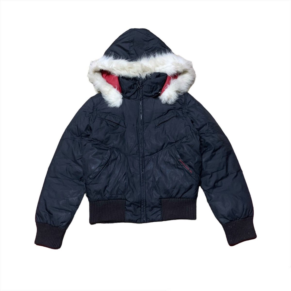 Vintage Tommy Hilfiger Jeans Faux Furr Bomber Jacket Hoodie