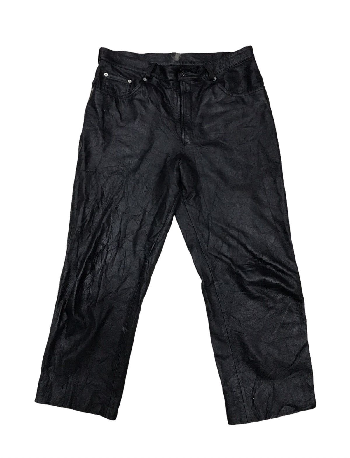 image of Vintage Designer Leather Pants in Black, Men's (Size 38)