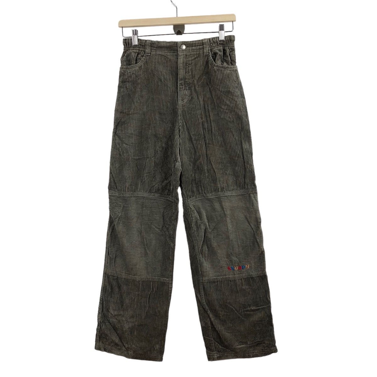 image of Peanuts Snoopy Corduroy Pants Small Logo Embroidery in Green, Men's (Size 30)