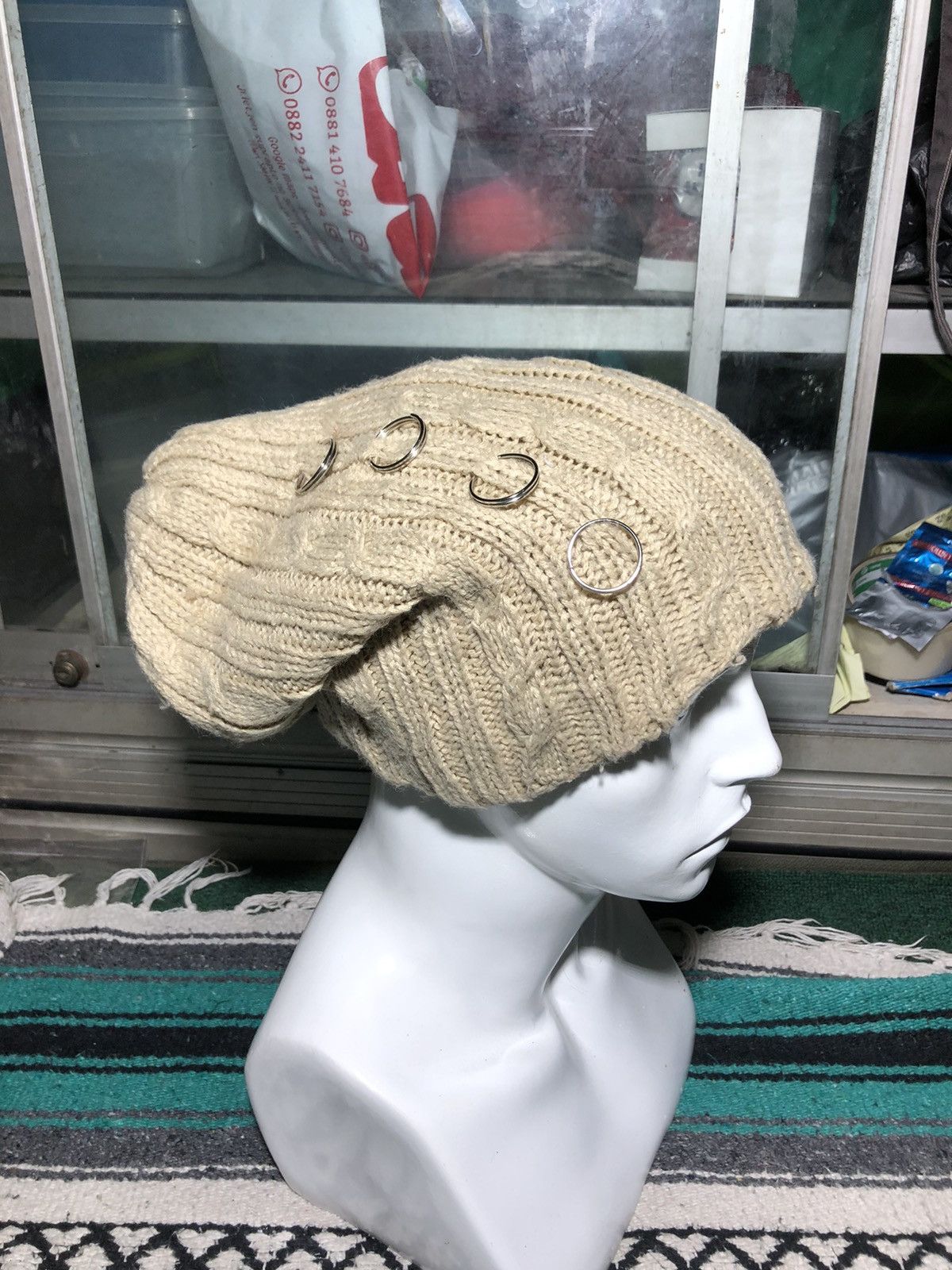 Other Unknown Knitted Studded Rings Punk Bondage Beanie Hats Size ONE SIZE - 1 Thumbnail