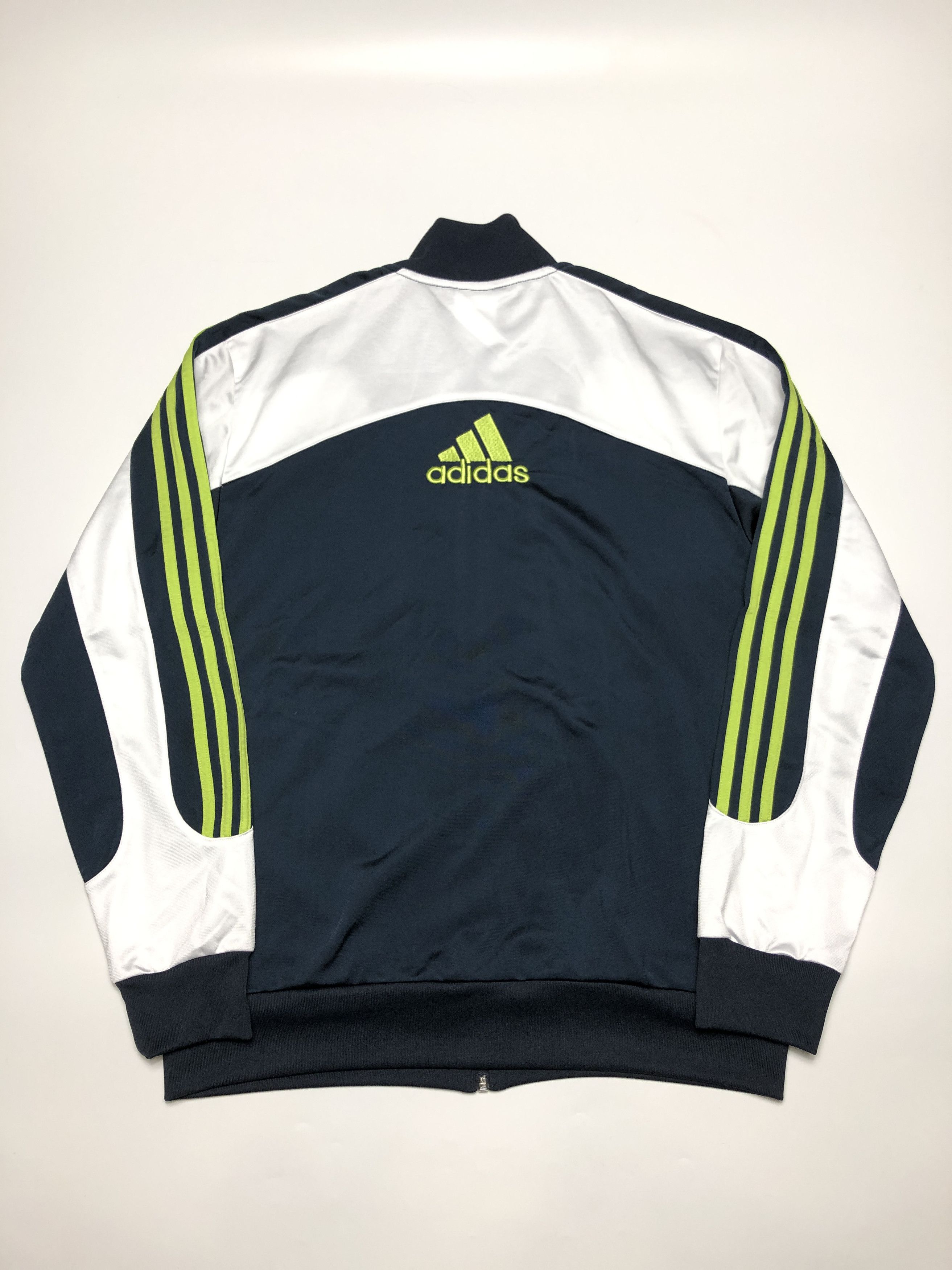 Adidas Adidas Neon Green Striped Full Zip Track Athletic Jacket Size US L / EU 52-54 / 3 - 2 Thumbnail
