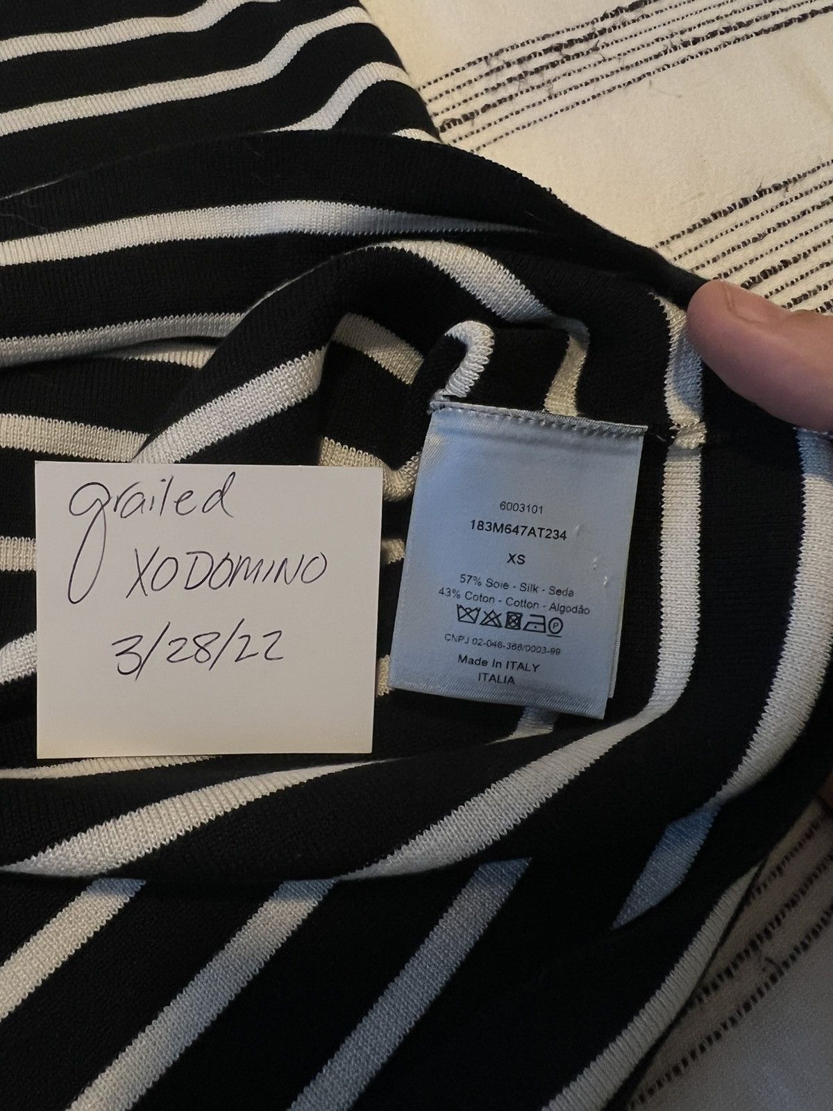 Christian Dior Monsieur Summer ‘20 Striped Logo Knit Tee Size US S / EU 44-46 / 1 - 7 Thumbnail