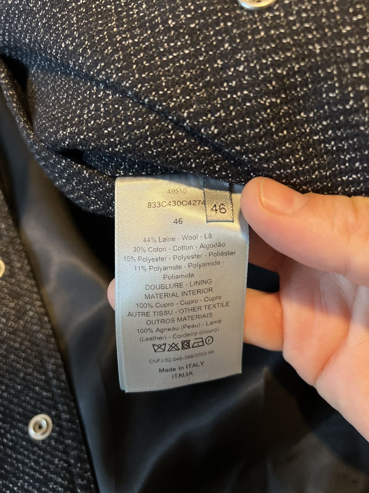 Dior × Kris Van Assche Dior Men’s 2018 Wool / Lamb Leather Bomber Size US S / EU 44-46 / 1 - 7 Thumbnail