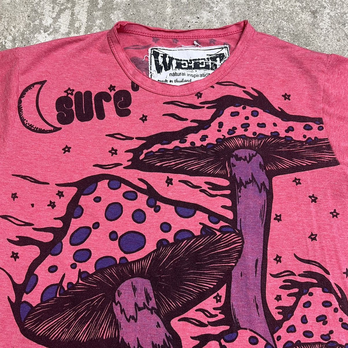 Vintage SURE MAGIC MUSHROOMS by MOON FLOWER OVERPRINTED TEE - № 521 Size US M / EU 48-50 / 2 - 6 Thumbnail