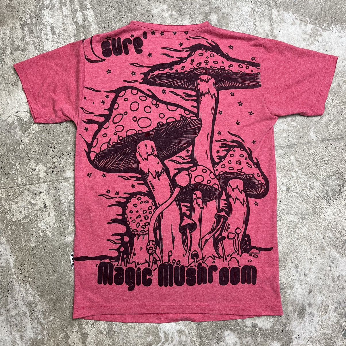 Vintage SURE MAGIC MUSHROOMS by MOON FLOWER OVERPRINTED TEE - № 521 Size US M / EU 48-50 / 2 - 4 Thumbnail