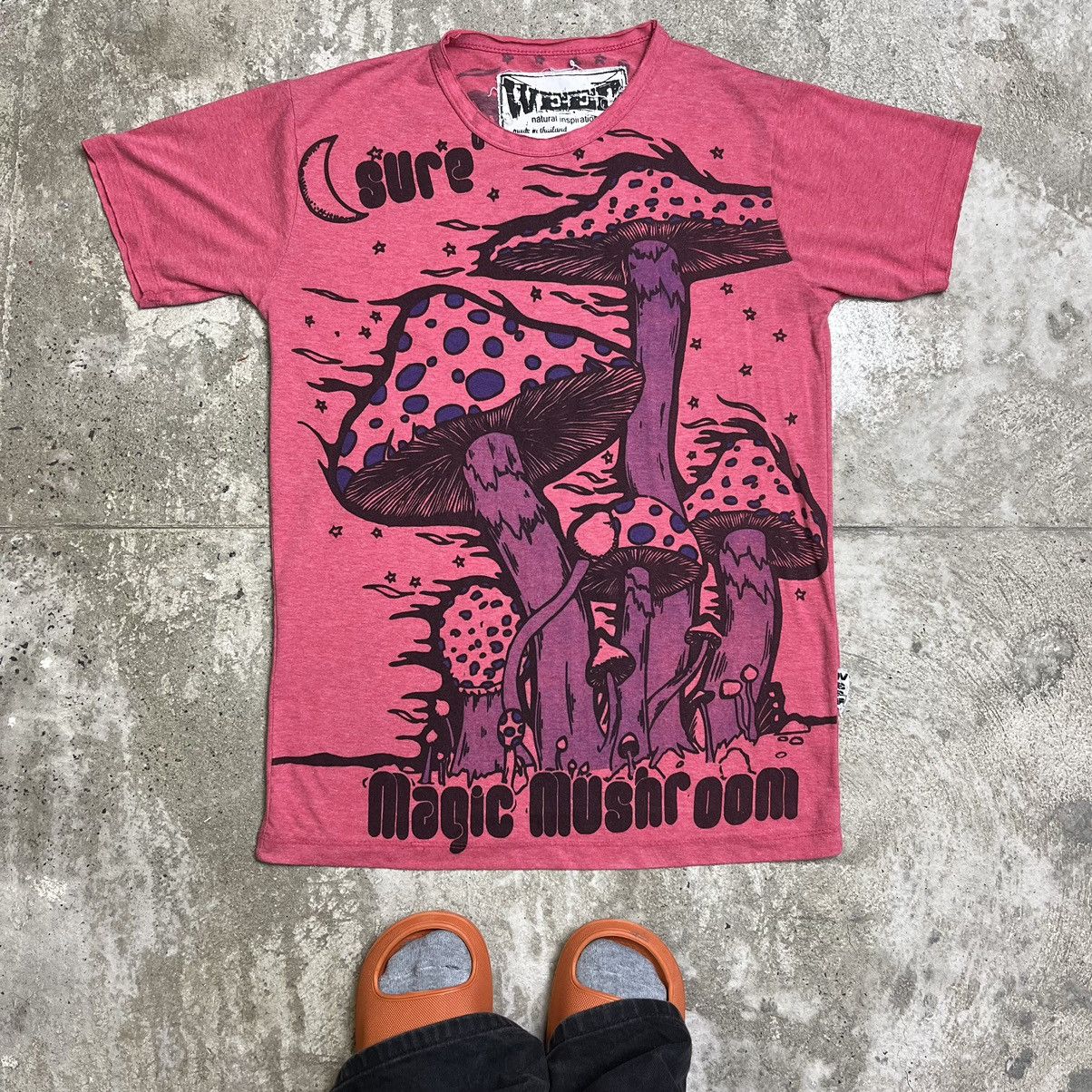 Vintage SURE MAGIC MUSHROOMS by MOON FLOWER OVERPRINTED TEE - № 521 Size US M / EU 48-50 / 2 - 1 Thumbnail