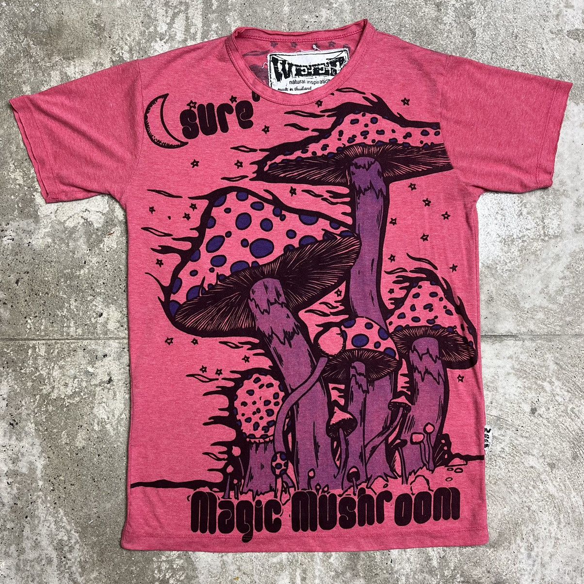 Vintage SURE MAGIC MUSHROOMS by MOON FLOWER OVERPRINTED TEE - № 521 Size US M / EU 48-50 / 2 - 2 Thumbnail
