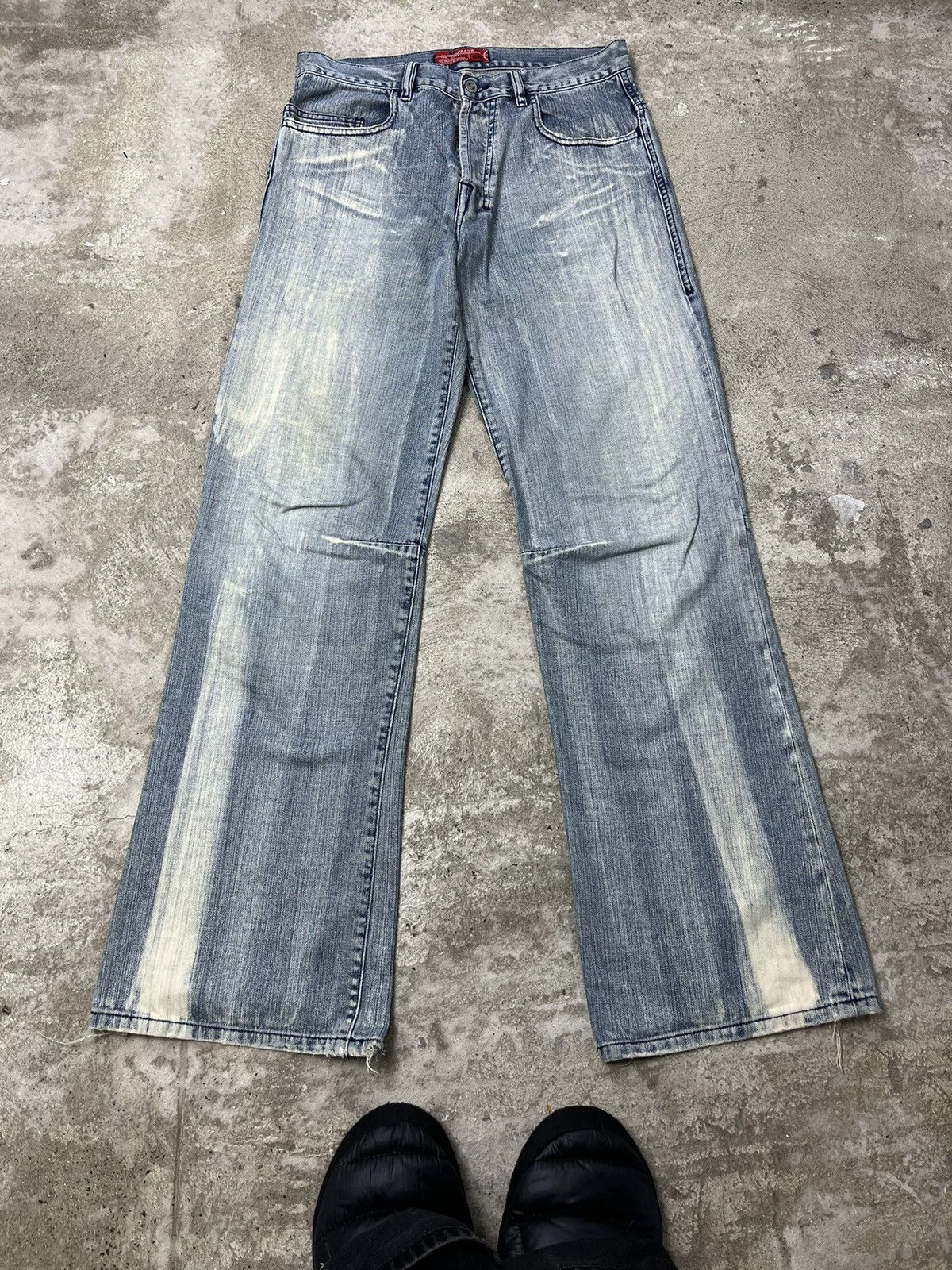 BAGGY FLARE FIT RETRO VINTAGE PUNK FADED JEANS PANTS 1990s
