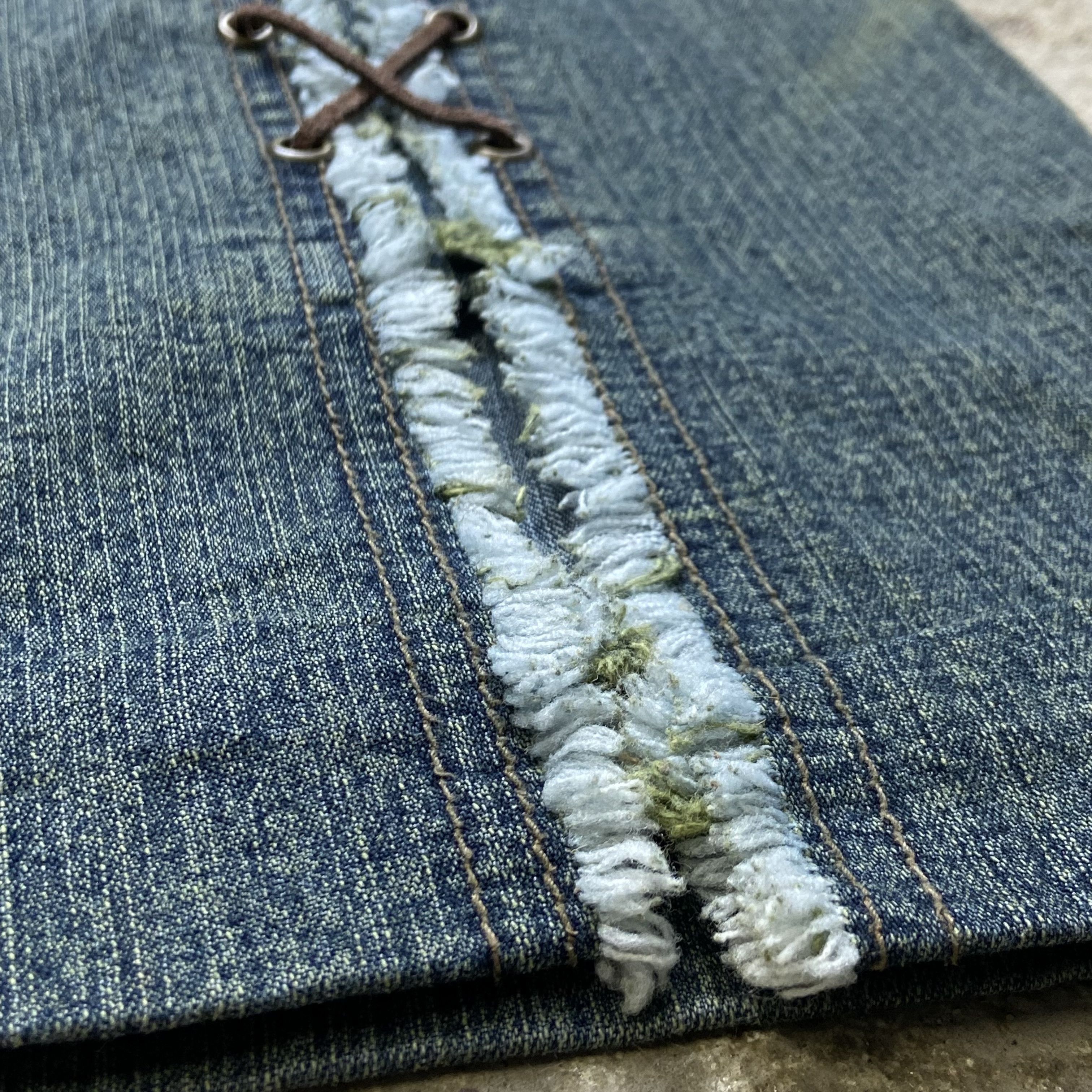 Japanese Brand FLARE Y2K VINTAGE ARCHIVE RARE BONDAGE JEANS PANTS - № 3050 Size 28" / US 6 / IT 42 - 3 Thumbnail