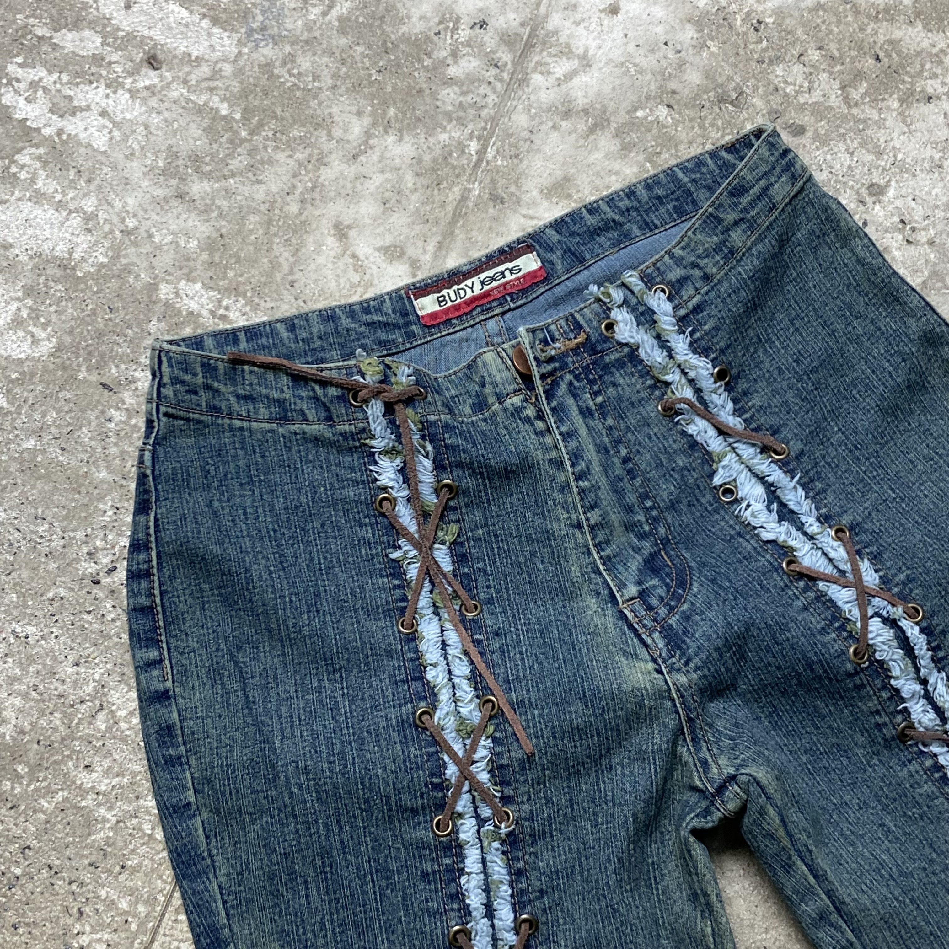 Japanese Brand FLARE Y2K VINTAGE ARCHIVE RARE BONDAGE JEANS PANTS - № 3050 Size 28" / US 6 / IT 42 - 2 Thumbnail