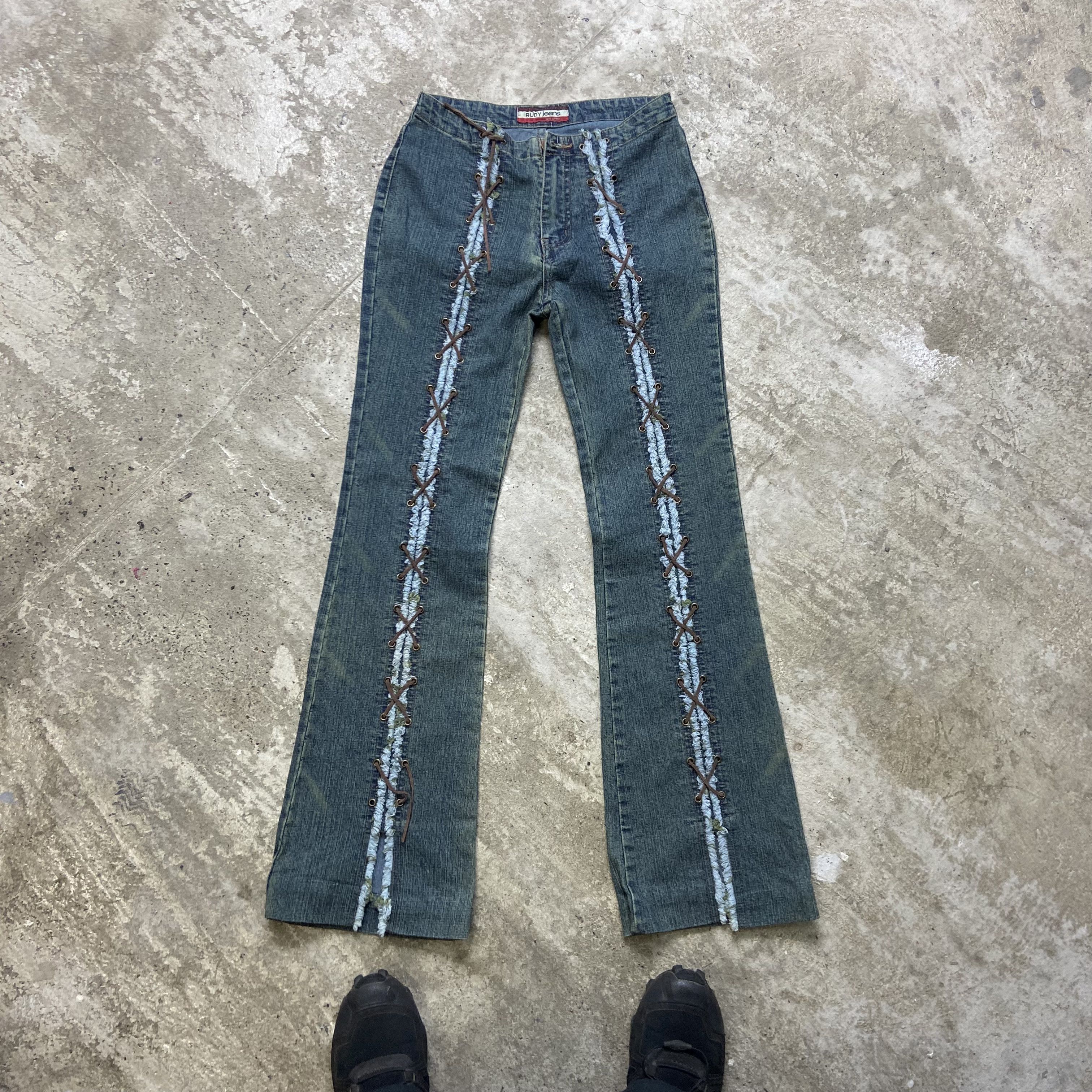 Japanese Brand FLARE Y2K VINTAGE ARCHIVE RARE BONDAGE JEANS PANTS - № 3050 Size 28" / US 6 / IT 42 - 1 Thumbnail