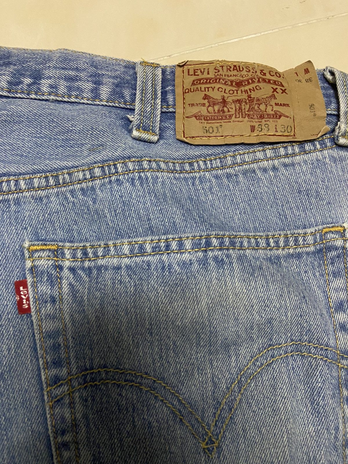 Levi's Vintage 501 Levis Jeans Denim big size Fit W38 white blue Size US 38 / EU 54 - 9 Thumbnail