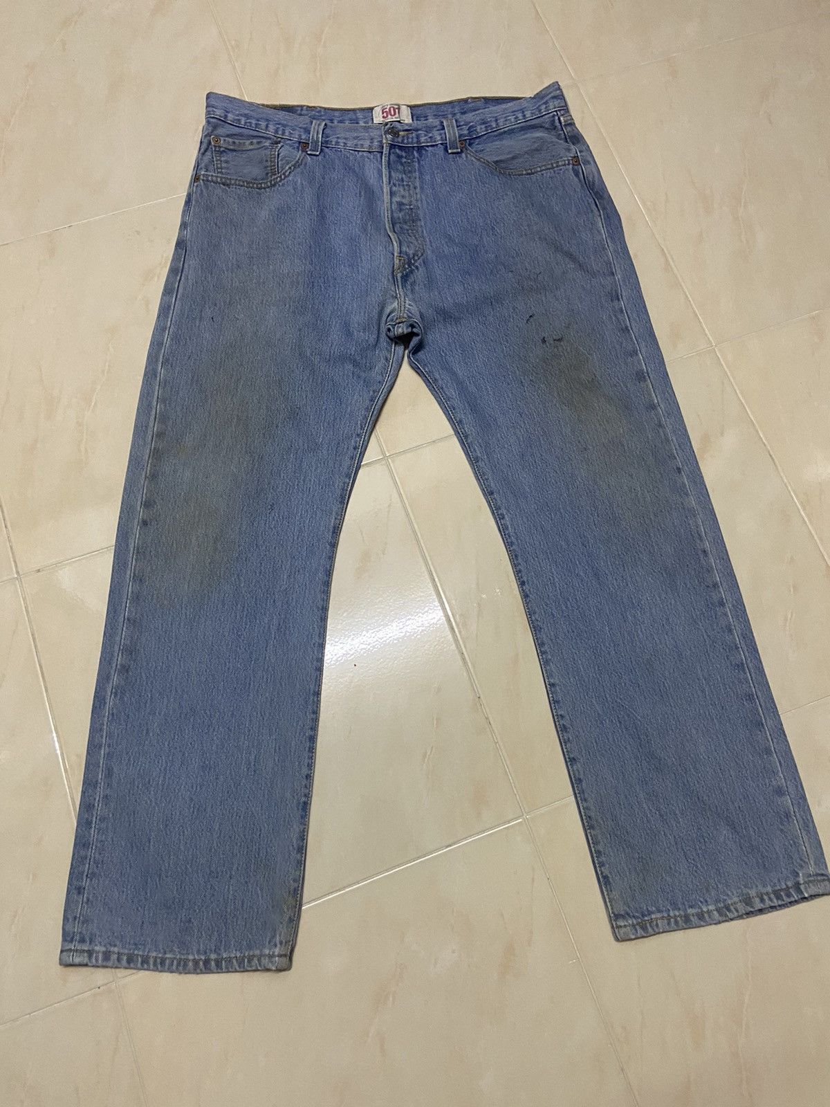 Levi's Vintage 501 Levis Jeans Denim big size Fit W38 white blue Size US 38 / EU 54 - 2 Thumbnail