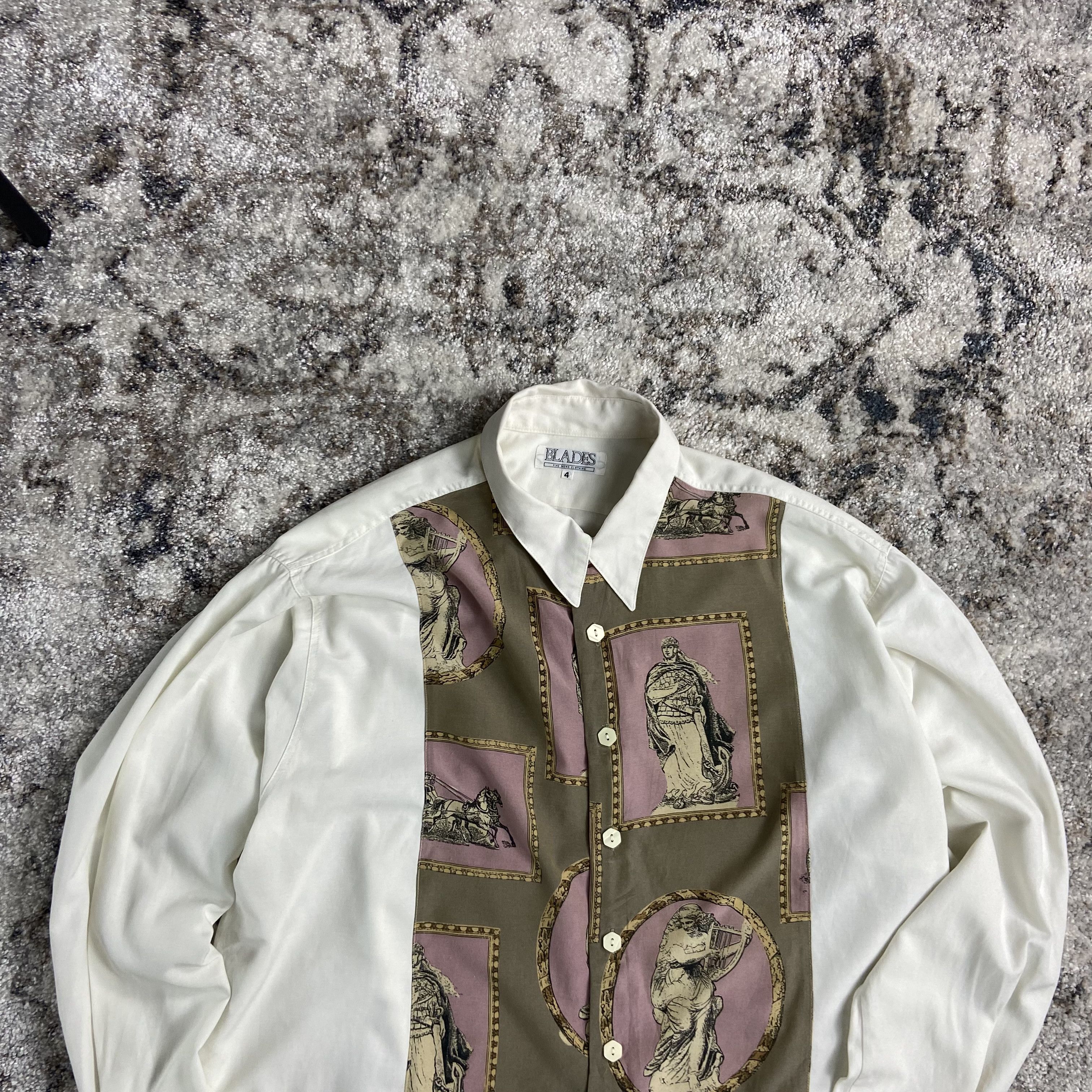 Vintage 1980s RENAISSANCE RARE OVER PRINTED ARCHIVE SHIRT - № 1160 Size US L / EU 52-54 / 3 - 5 Thumbnail