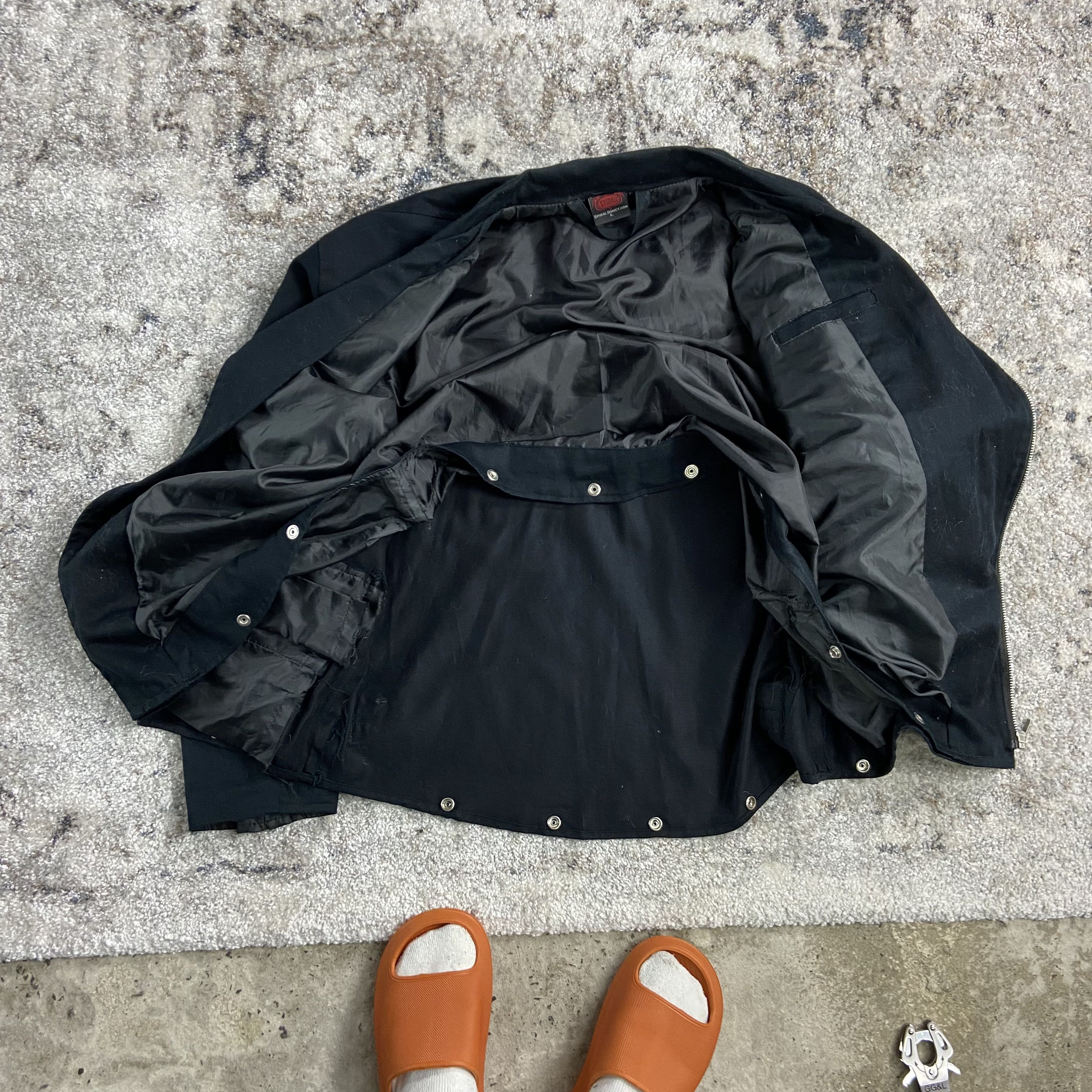 Vintage BIKER DENIM BONDAGE JACKET 1990s - № 2200 Size US L / EU 52-54 / 3 - 8 Thumbnail