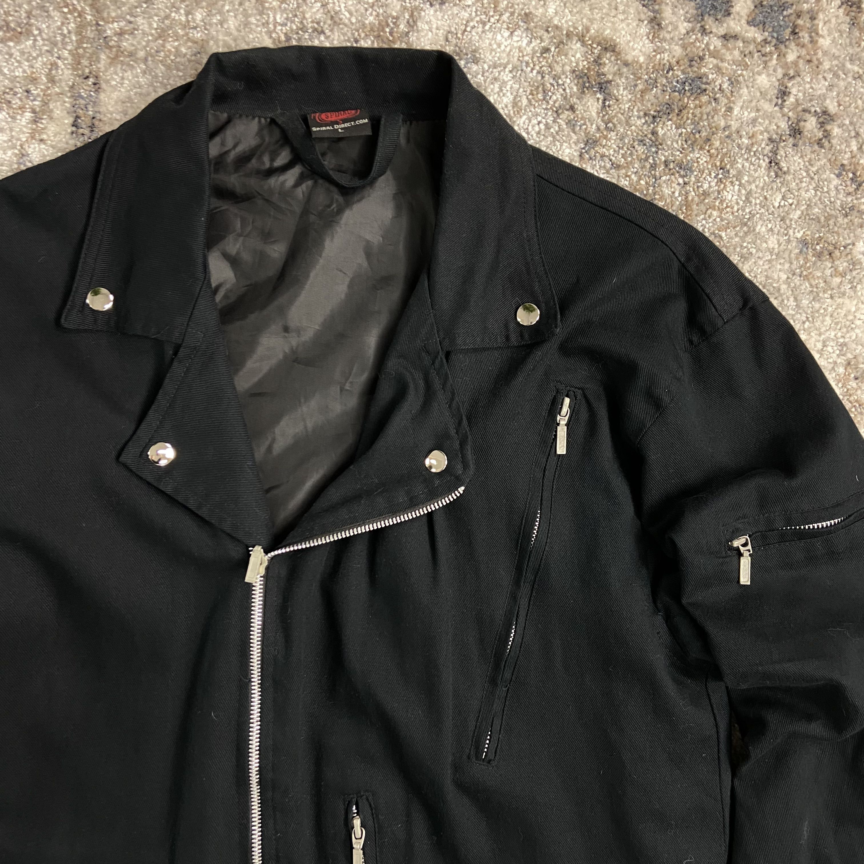 Vintage BIKER DENIM BONDAGE JACKET 1990s - № 2200 Size US L / EU 52-54 / 3 - 4 Thumbnail