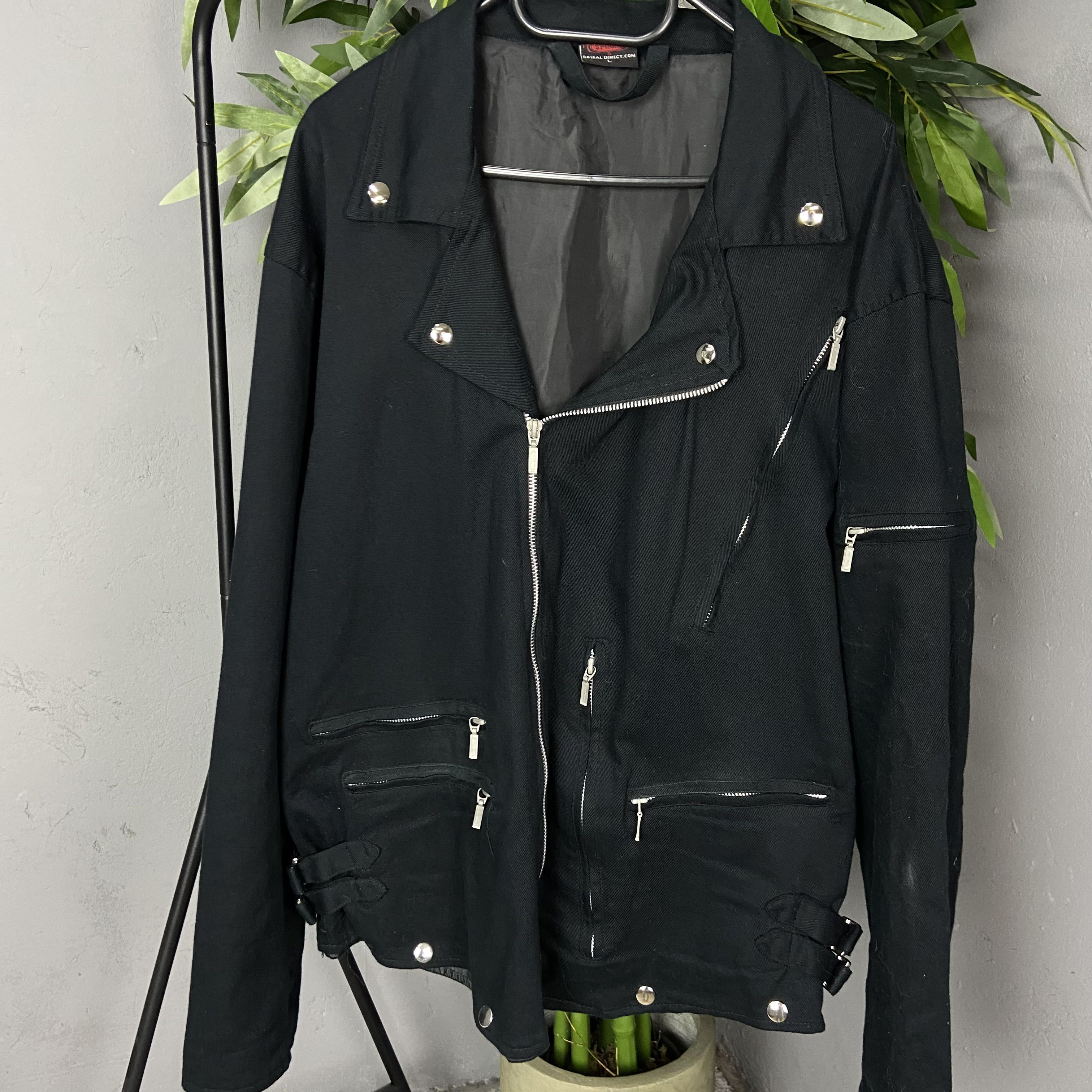 Vintage BIKER DENIM BONDAGE JACKET 1990s - № 2200 Size US L / EU 52-54 / 3 - 2 Thumbnail