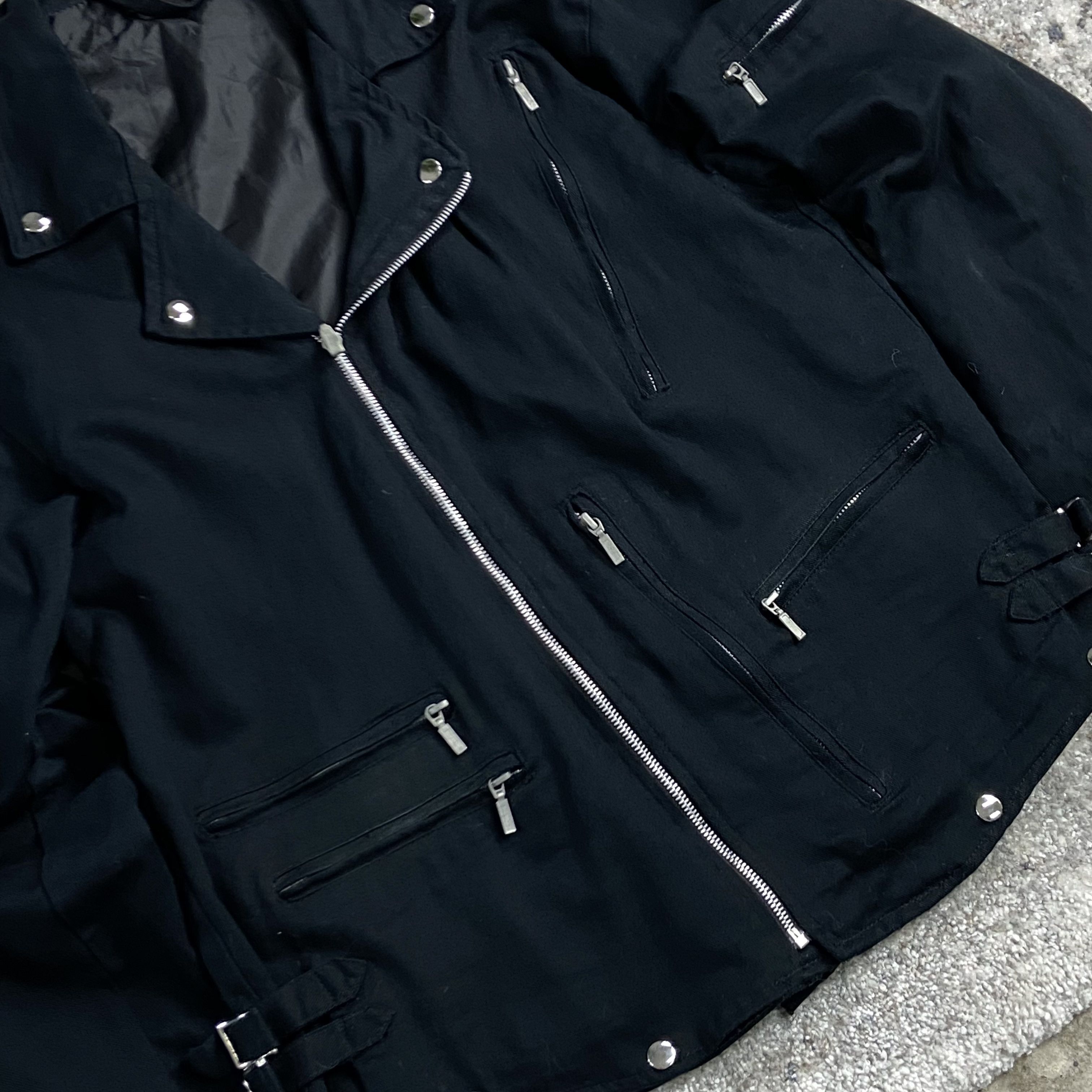 Vintage BIKER DENIM BONDAGE JACKET 1990s - № 2200 Size US L / EU 52-54 / 3 - 5 Thumbnail