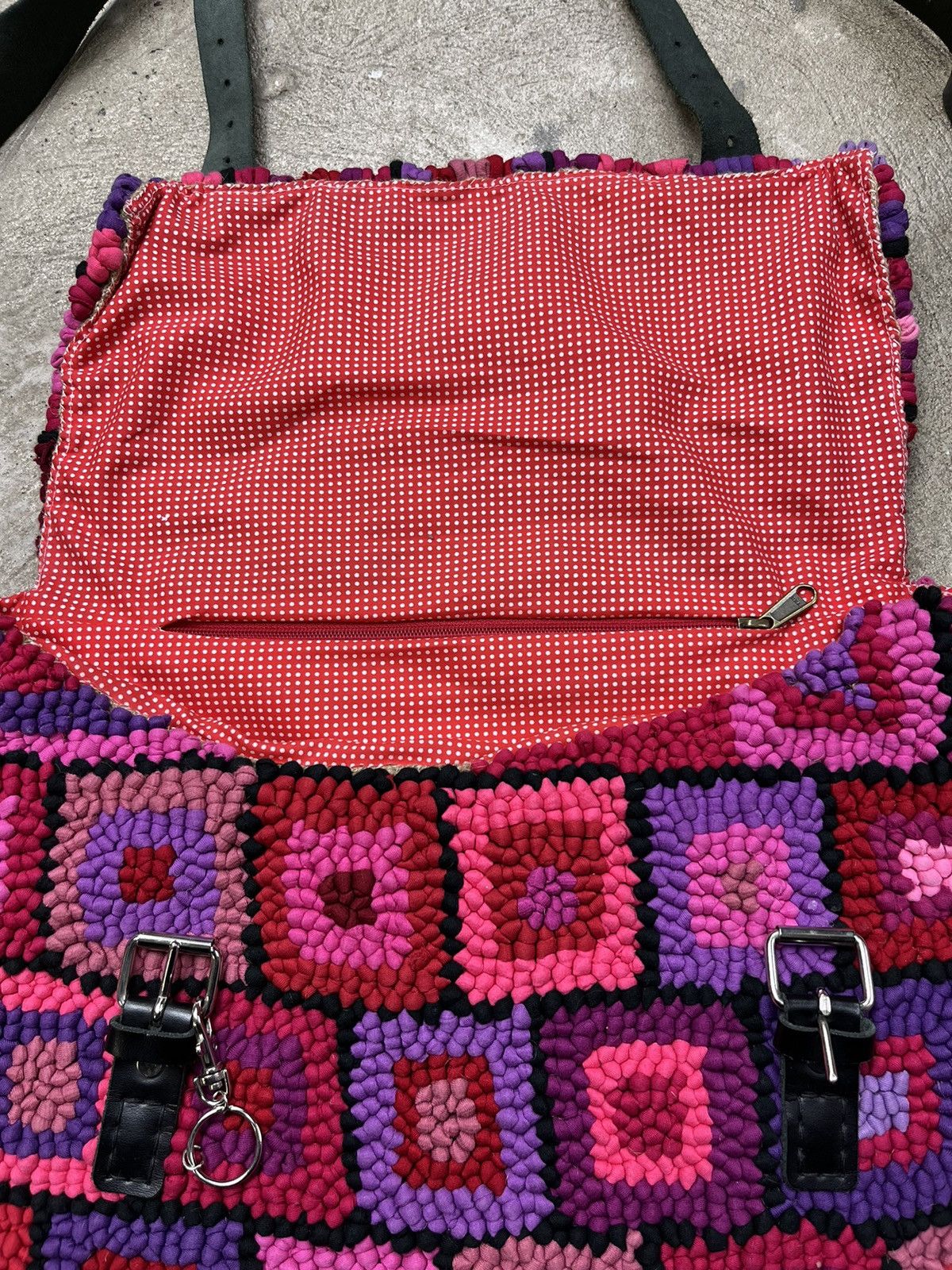 Vintage HAND KNITTED CUSTOM AMAZING PURPLE HAZE VINTAGE BAG - № 6064 Size ONE SIZE - 7 Thumbnail