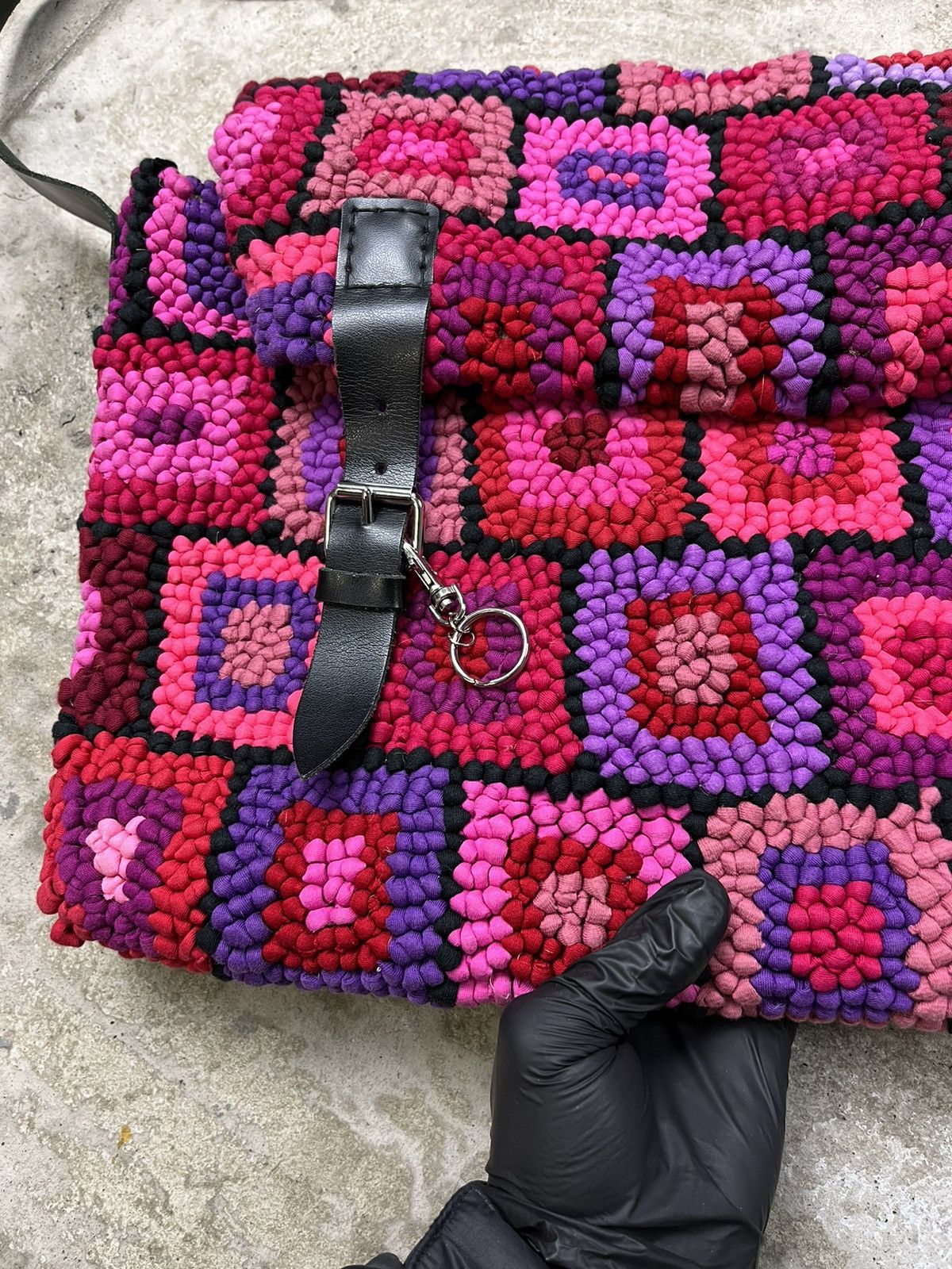 Vintage HAND KNITTED CUSTOM AMAZING PURPLE HAZE VINTAGE BAG - № 6064 Size ONE SIZE - 4 Thumbnail
