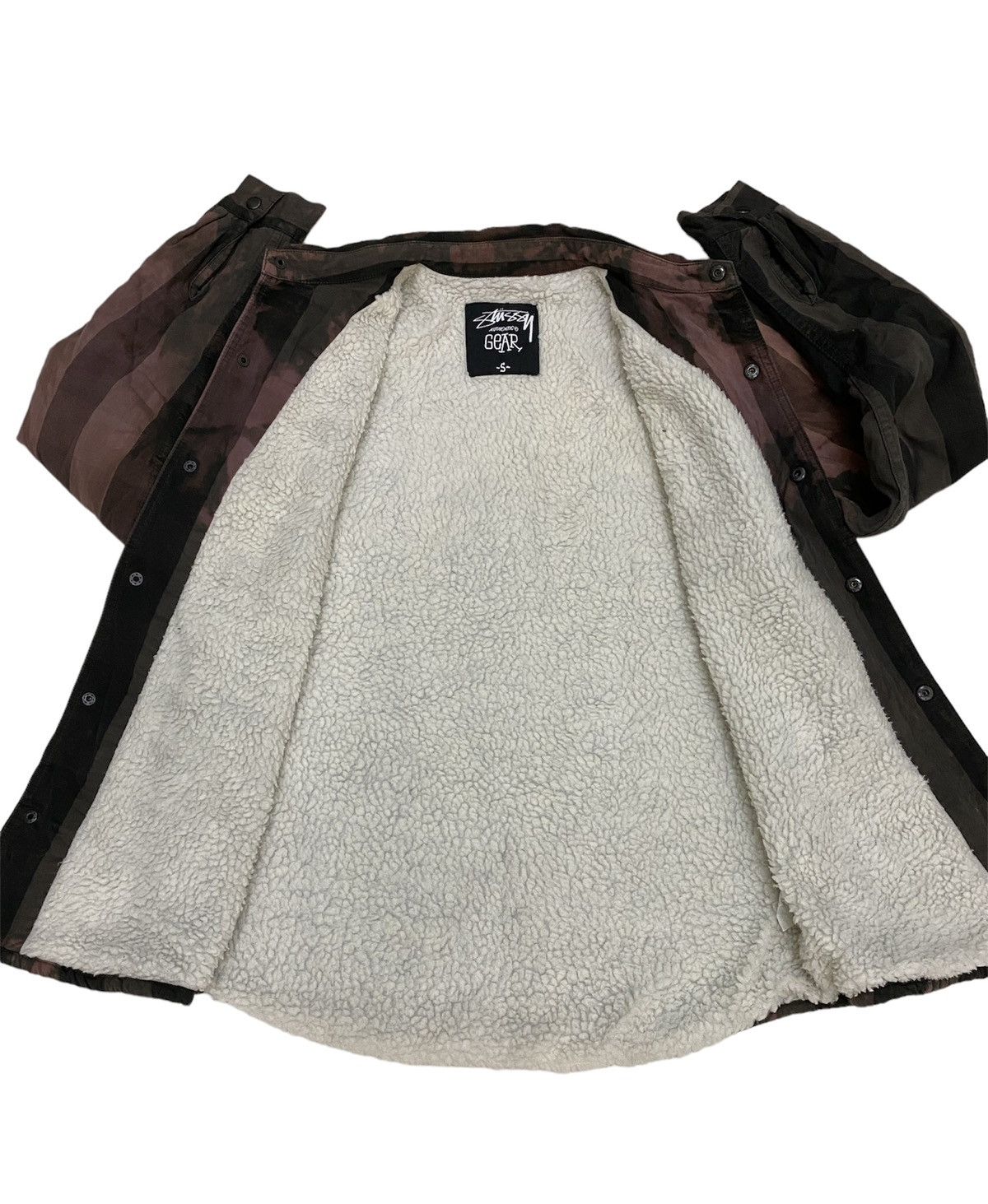 Flannel Stussy Gear Faded Distressed Sherpa Flannel Jacket Size US S / EU 44-46 / 1 - 10 Thumbnail