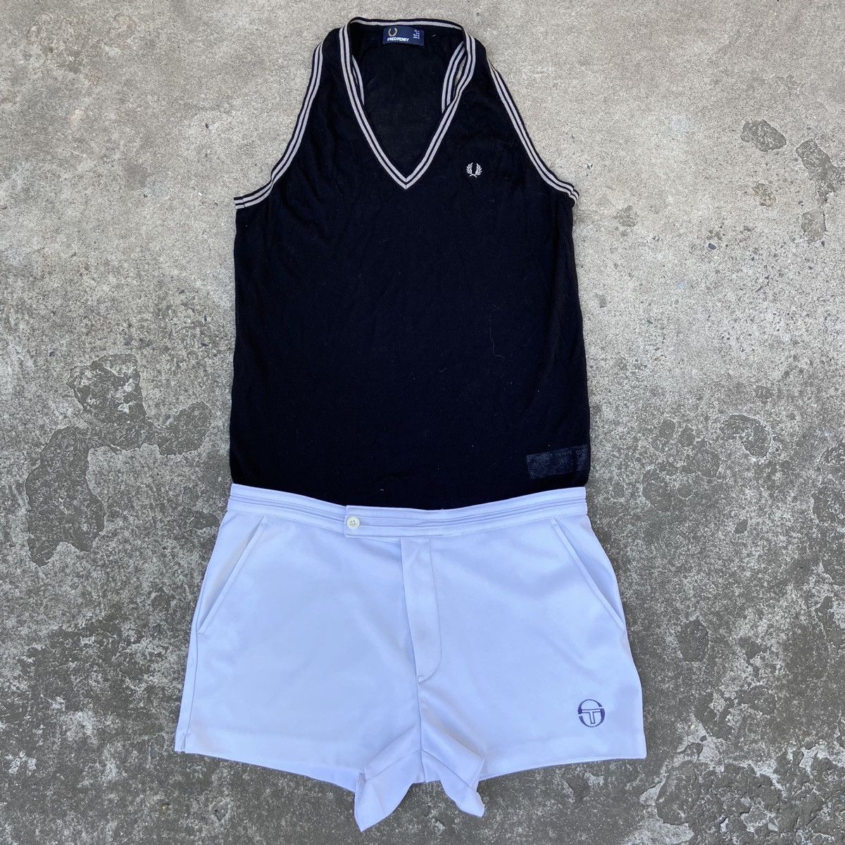 Fred Perry 1980s AWESOME COMBO - FP MESH TANK TOP + ST SHORTS 724 Size US M / EU 48-50 / 2 - 1 Thumbnail