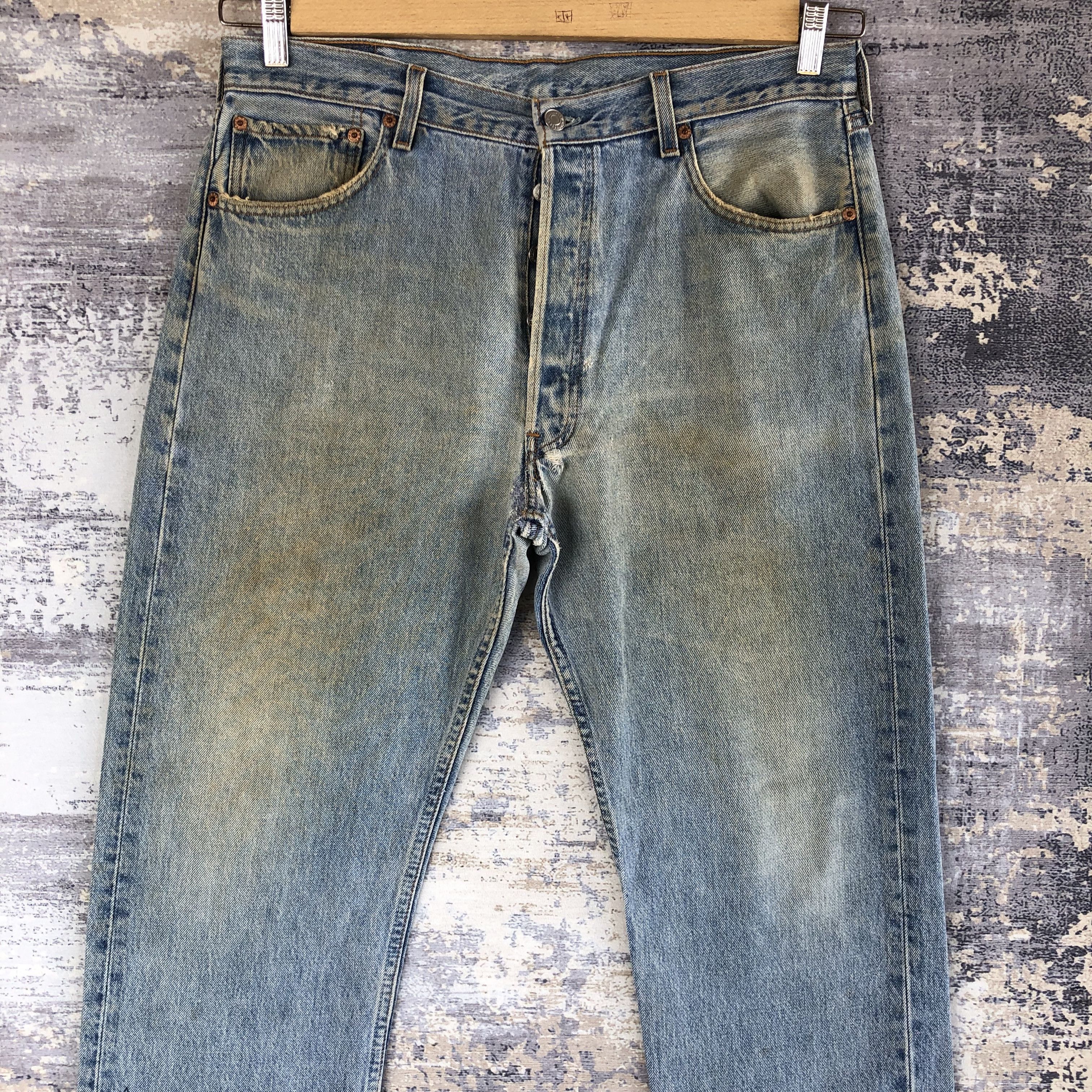 Levi's Vintage Levis 501 Mud Denim Dirty Faded Light Wash Jeans Size US 34 / EU 50 - 3 Thumbnail
