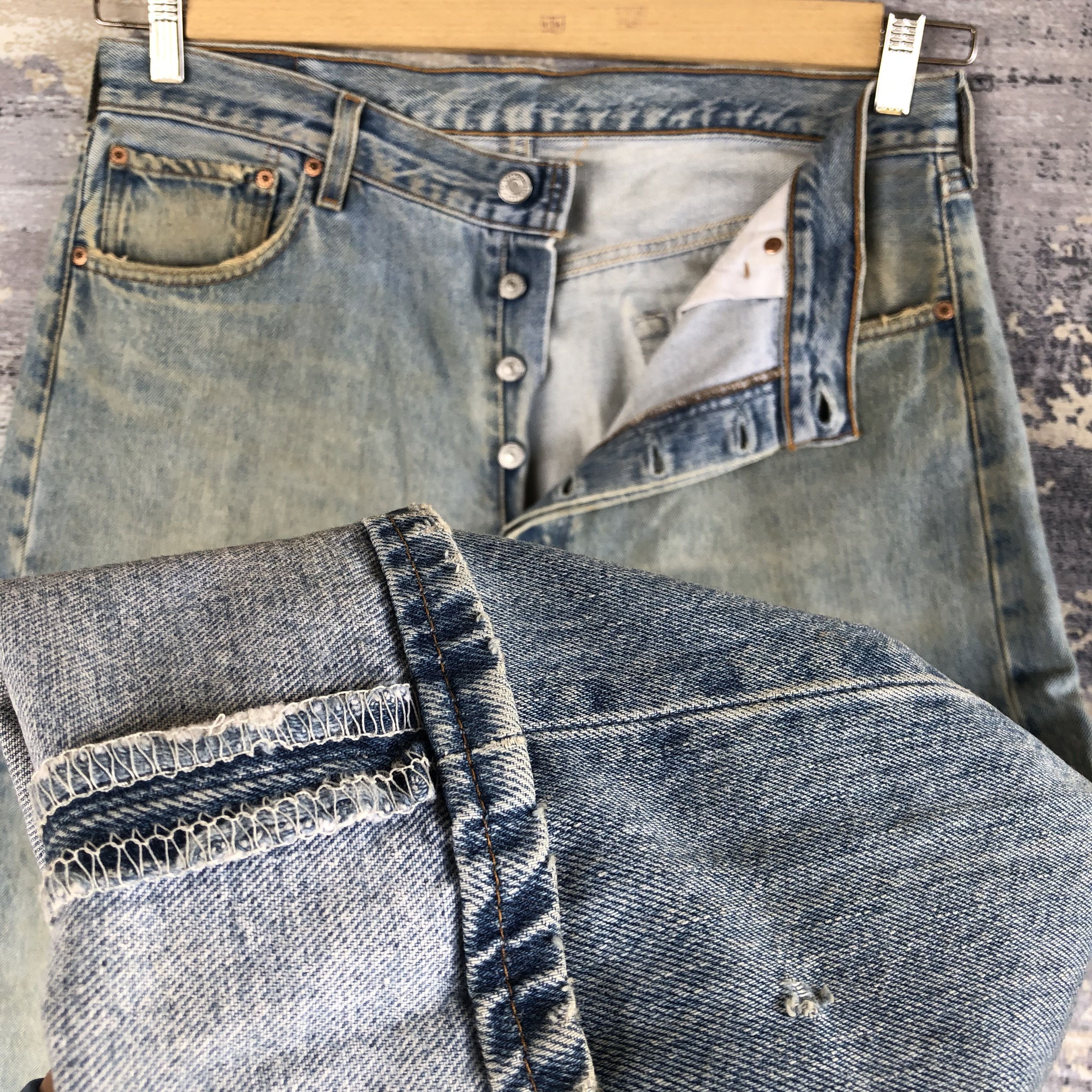 Levi's Vintage Levis 501 Mud Denim Dirty Faded Light Wash Jeans Size US 34 / EU 50 - 8 Thumbnail