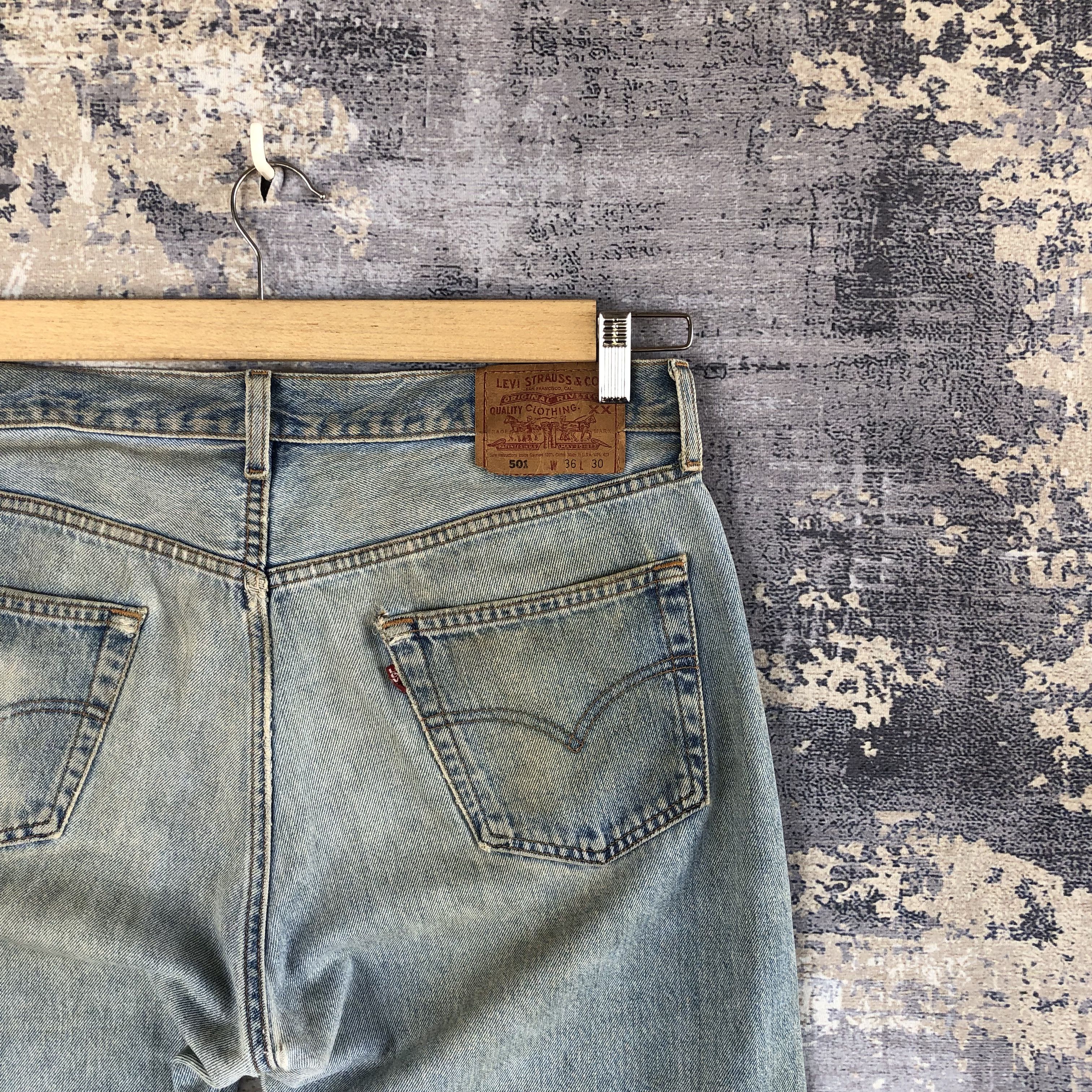 Levi's Vintage Levis 501 Mud Denim Dirty Faded Light Wash Jeans Size US 34 / EU 50 - 5 Thumbnail