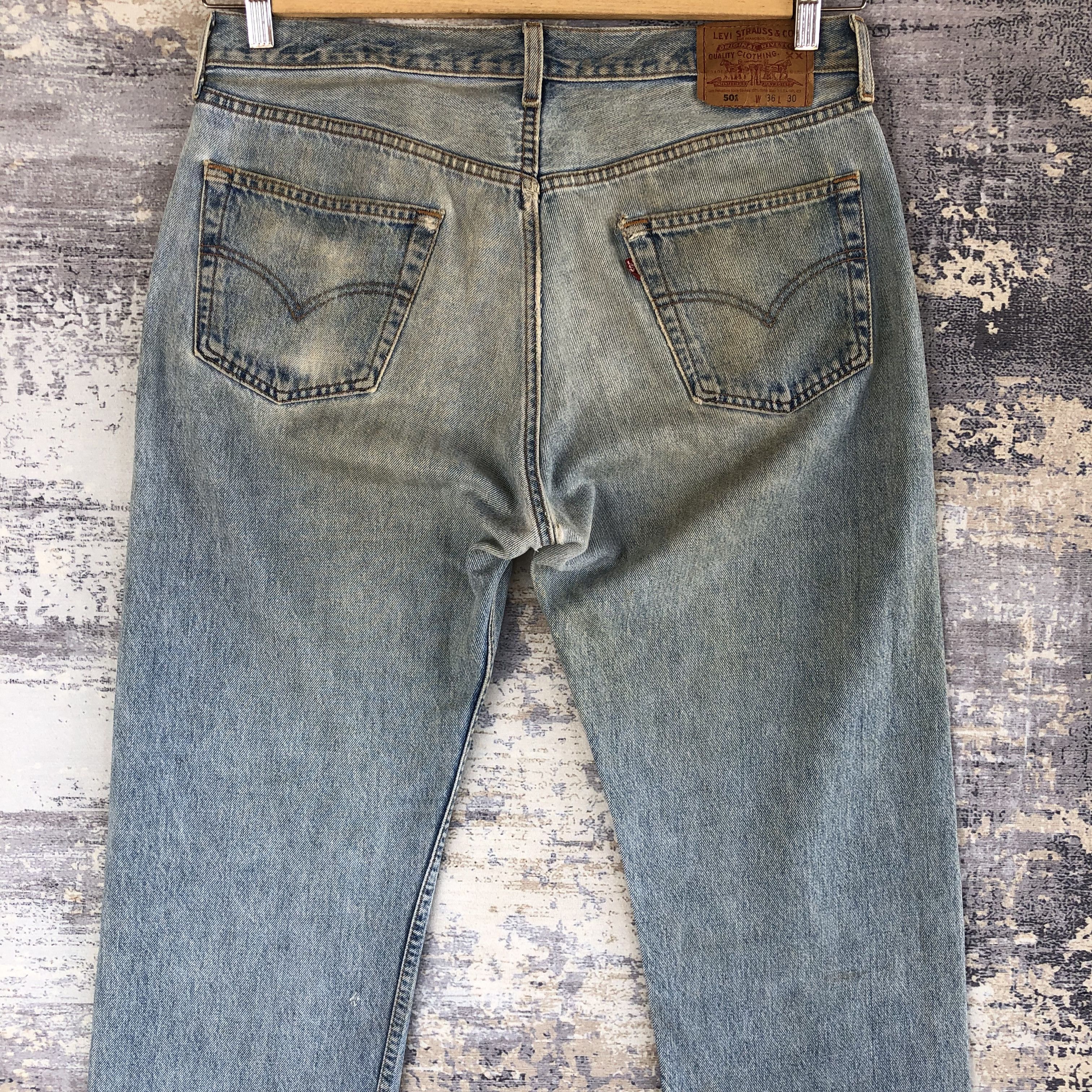Levi's Vintage Levis 501 Mud Denim Dirty Faded Light Wash Jeans Size US 34 / EU 50 - 4 Thumbnail