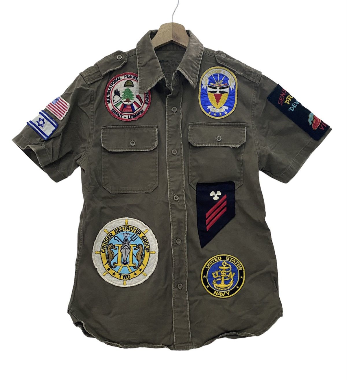 Avirex og cotton khaki Jacket patches style