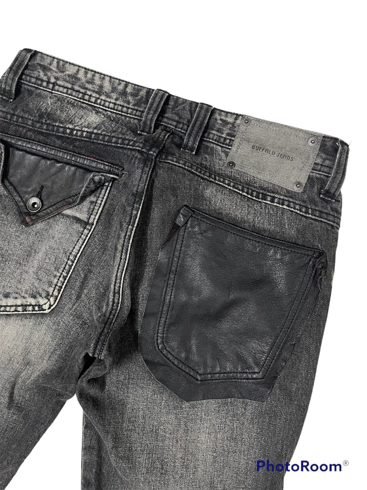 BUFFALO BOBS × If Six Was Nine × Le Grande Bleu (L.G.B.) Buffalo Jeans Leather Knee Distressed Regular Denim Size US 30 / EU 46 - 8 Thumbnail